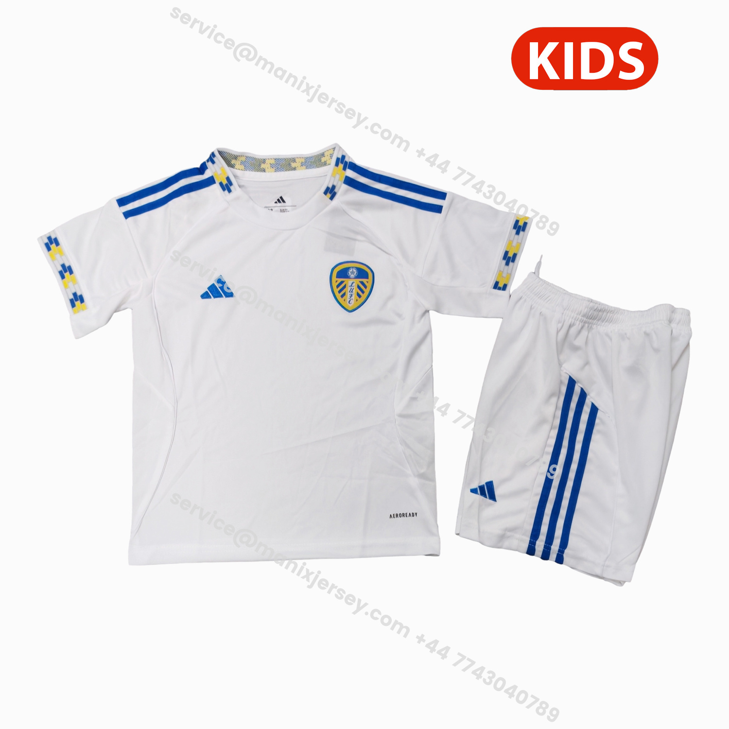 ManixJersey.com | Leeds United 25-26 Home Unsponsored Kids Kit -Customize Name, Number and Patch | Worldwide Shipping