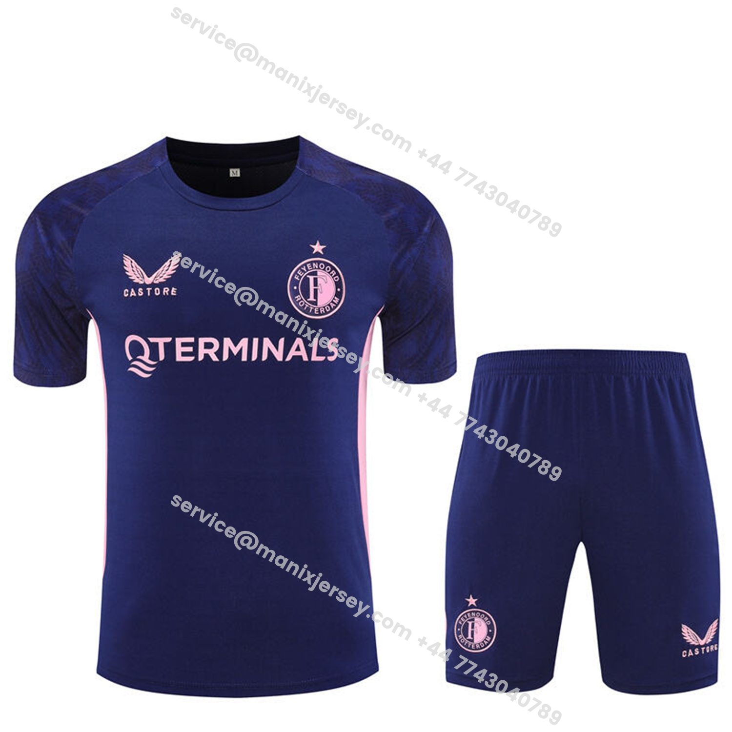 ManixJersey.com | Feyenoord 25-26 Short-Sleeve Training Set - Royal Blue Top & Royal Blue Shorts -Customize Name, Number and Patch | Worldwide Shipping