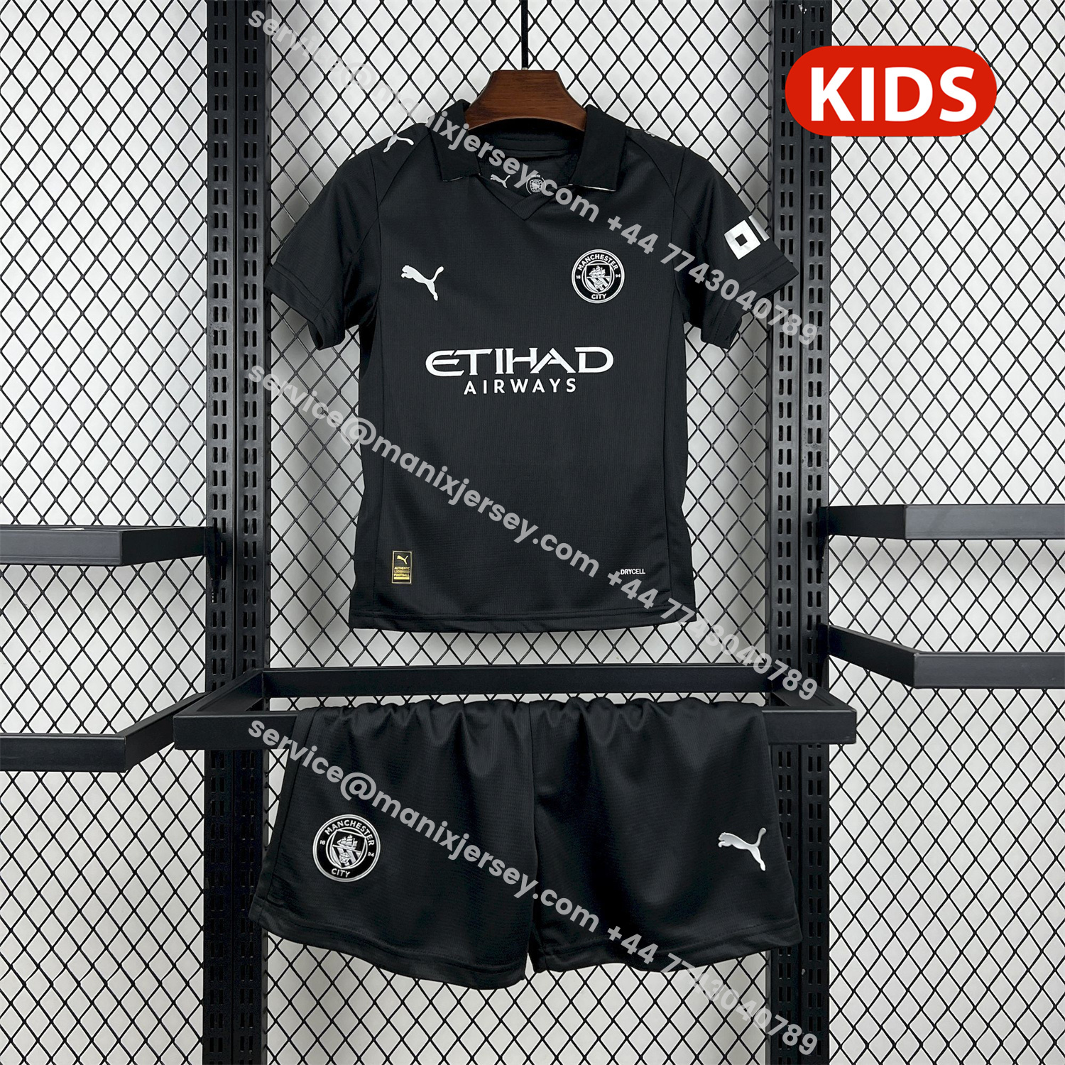 ManixJersey.com | Manchester City 25-26 Away Black Kids Kit -Customize Name, Number and Patch | Worldwide Shipping