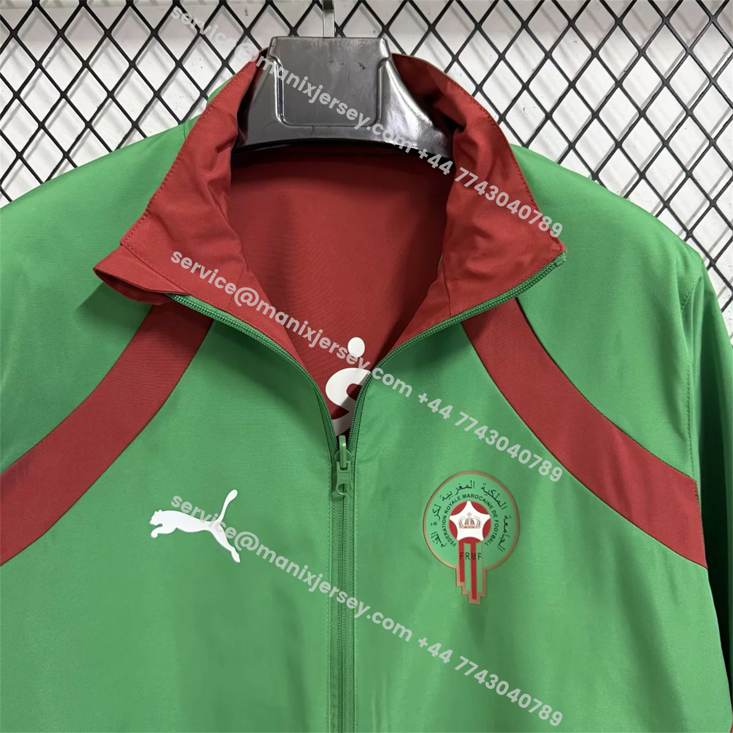 ManixJersey.com | Morocco 2026 Pre-Match Double Sided Reversible Windbreaker - Red -Customize Name, Number and Patch | Worldwide Shipping