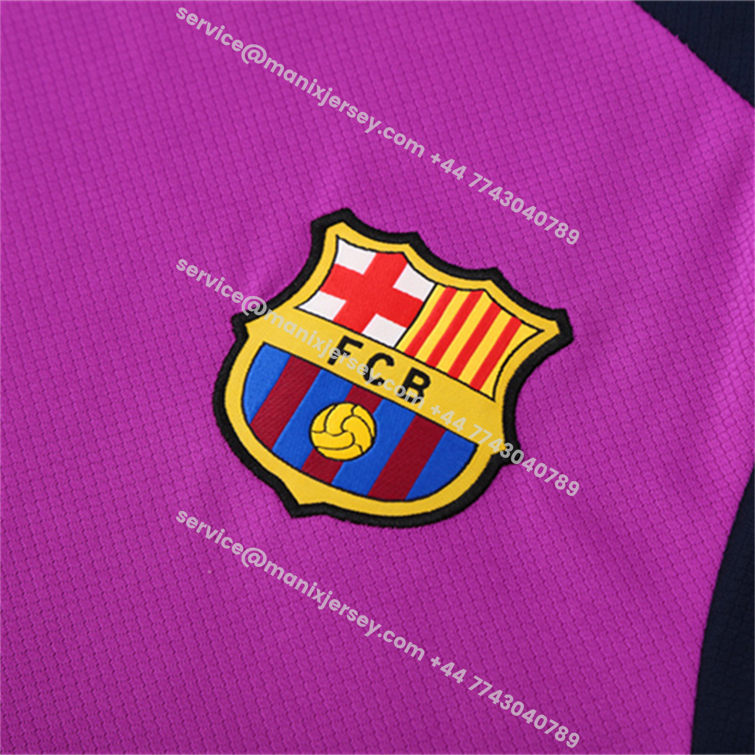 ManixJersey.com | Barcelona 25-26 Short-Sleeve Training Set - Purple Top & Deep Blue Shorts -Customize Name, Number and Patch | Worldwide Shipping