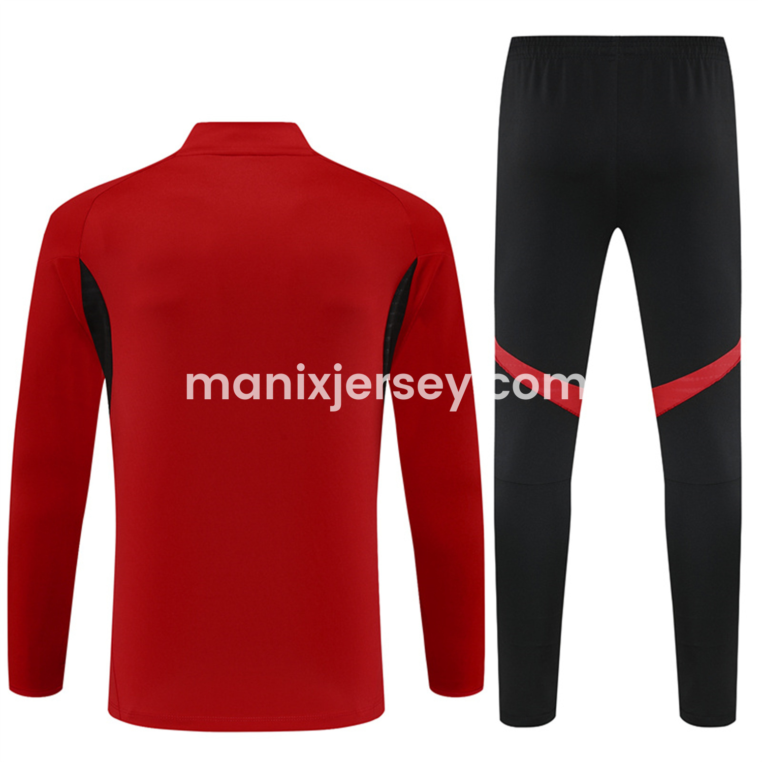 ManixJersey.com | Manchester United 25-26 Long Sleeves Training Set - Red Top & Black Pants -Customize Name, Number and Patch | Worldwide Shipping