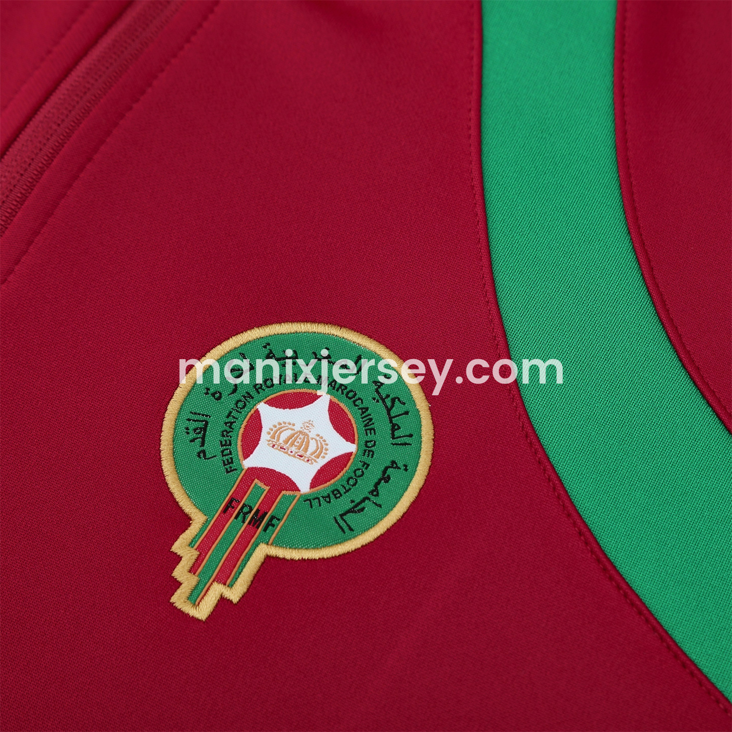 ManixJersey.com | Morocco 25-26 Jacket Training Tracksuit - Red Jackets & Green Pants -Customize Name, Number and Patch | Worldwide Shipping