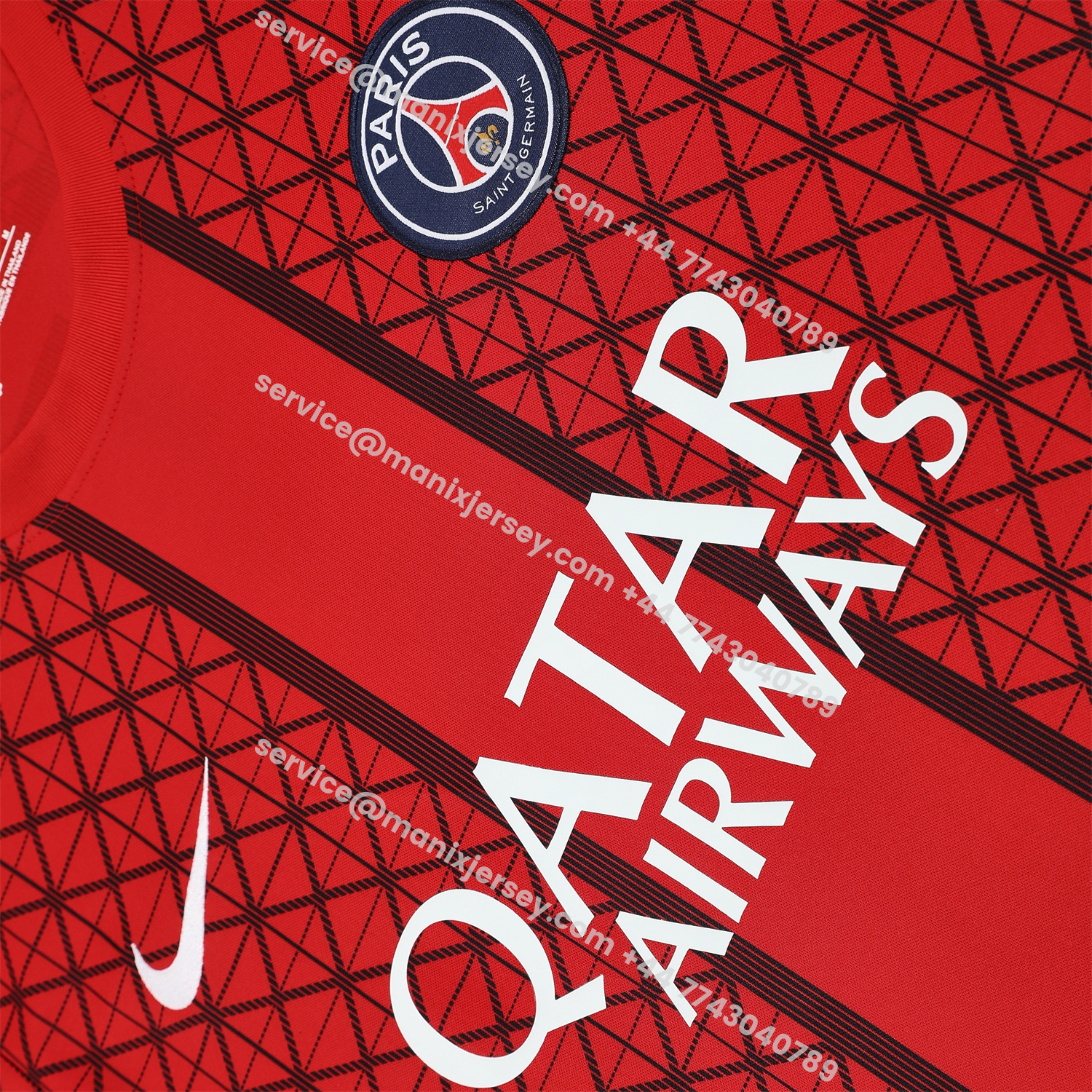 ManixJersey.com | Paris Saint-Germain PSG 25-26 Short-Sleeve Training Set - Red Top & Deep Blue Shorts -Customize Name, Number and Patch | Worldwide Shipping