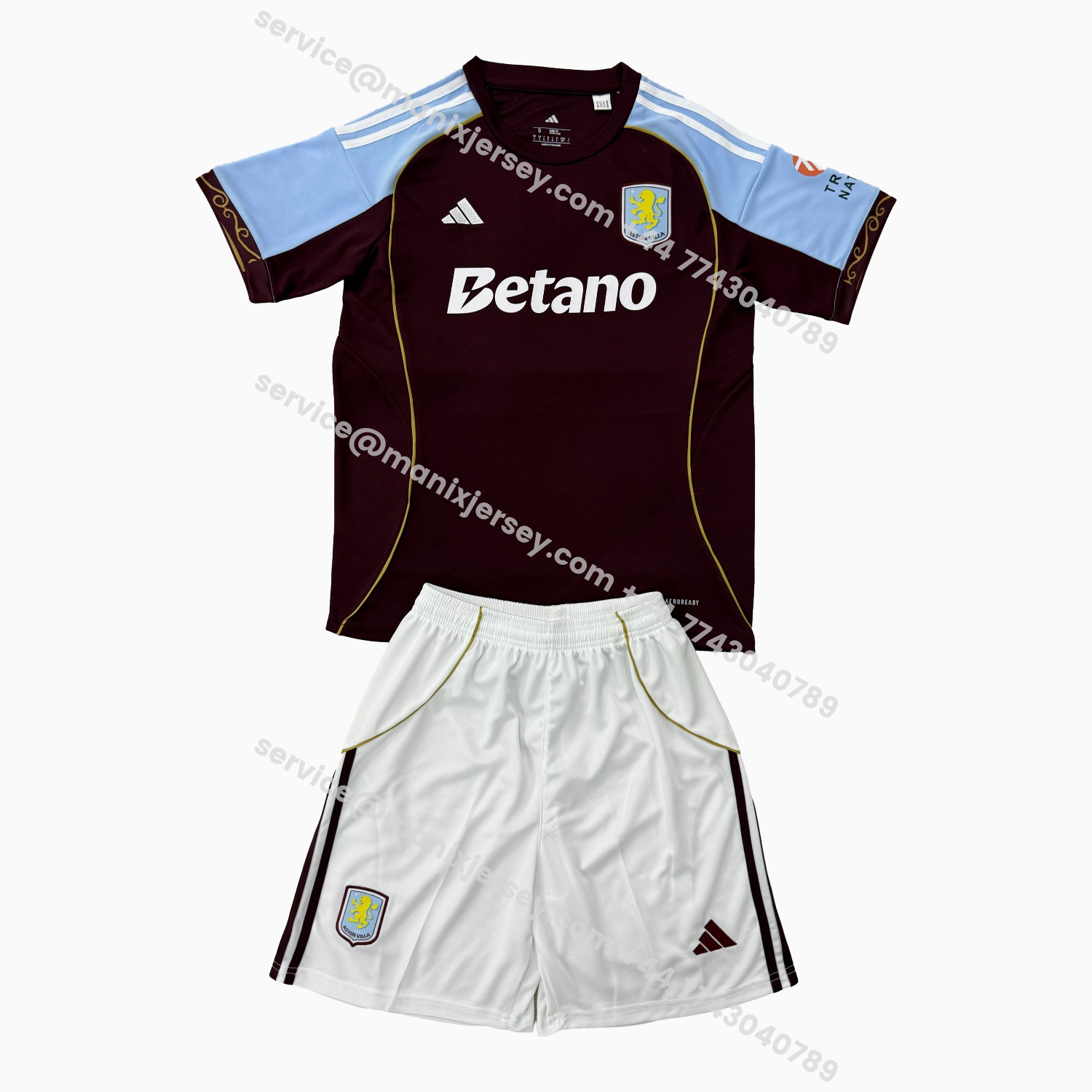 ManixJersey.com | Aston Villa 25-26 Home Men's Adult Jersey Set - Fans Version -Customize Name, Number and Patch | Worldwide Shipping
