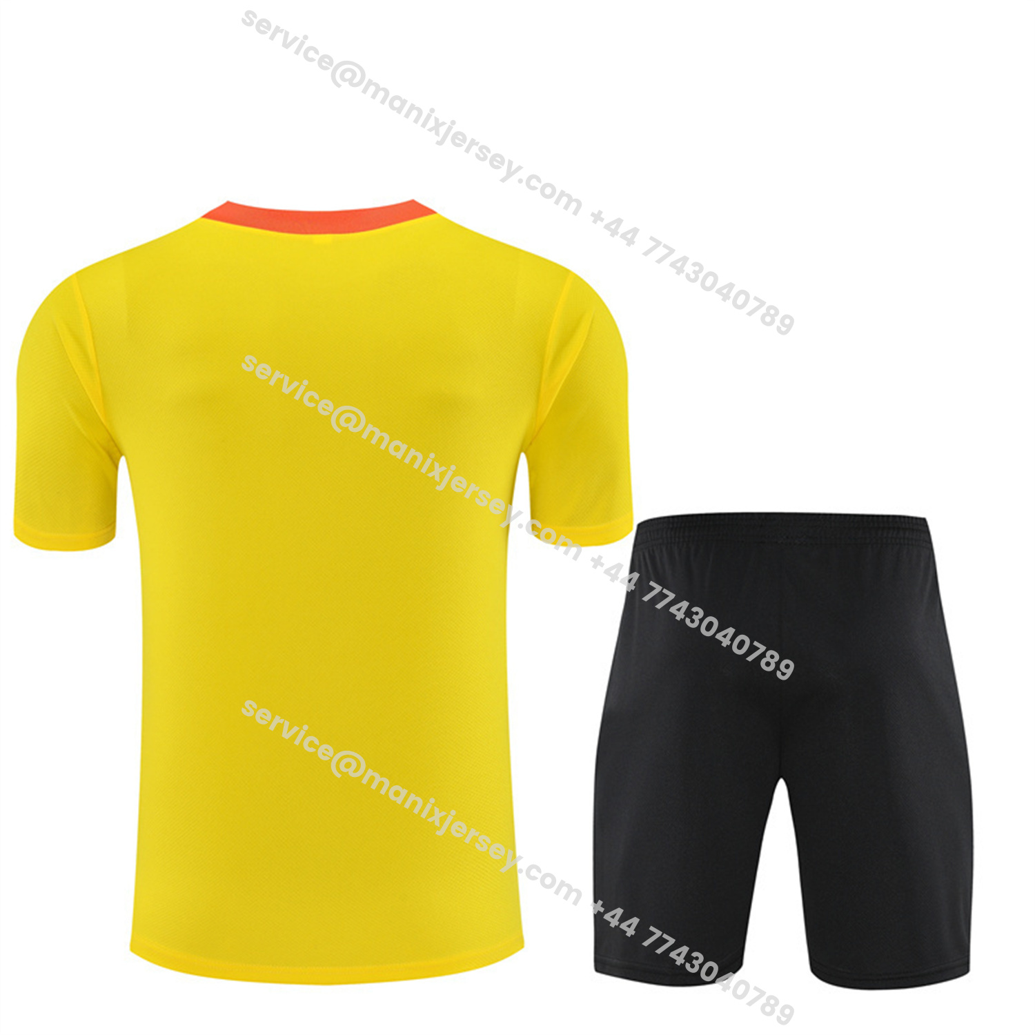 ManixJersey.com | Brazil 25-26 Kids Short-Sleeve Training Set - Yellow Top & Black Shorts -Customize Name, Number and Patch | Worldwide Shipping
