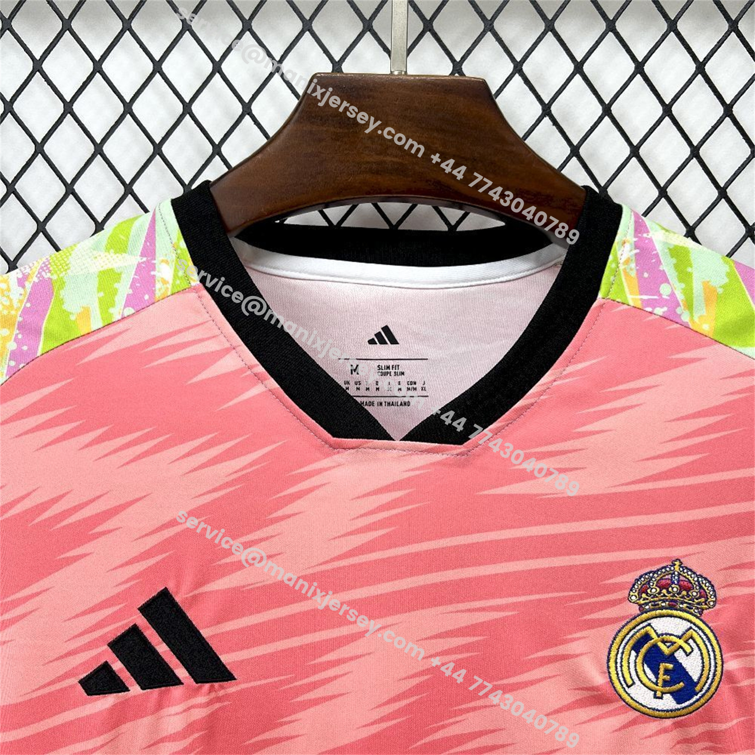 ManixJersey.com | Real Madrid 25-26 Pink And Green Pre-Match Training Jersey - Fans Version -Customize Name, Number and Patch | Worldwide Shipping