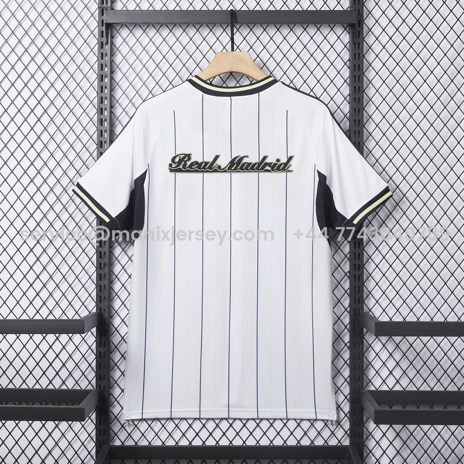 ManixJersey.com | Real Madrid 25-26 White Baseball Jersey with Black Stripes -Customize Name, Number and Patch | Worldwide Shipping