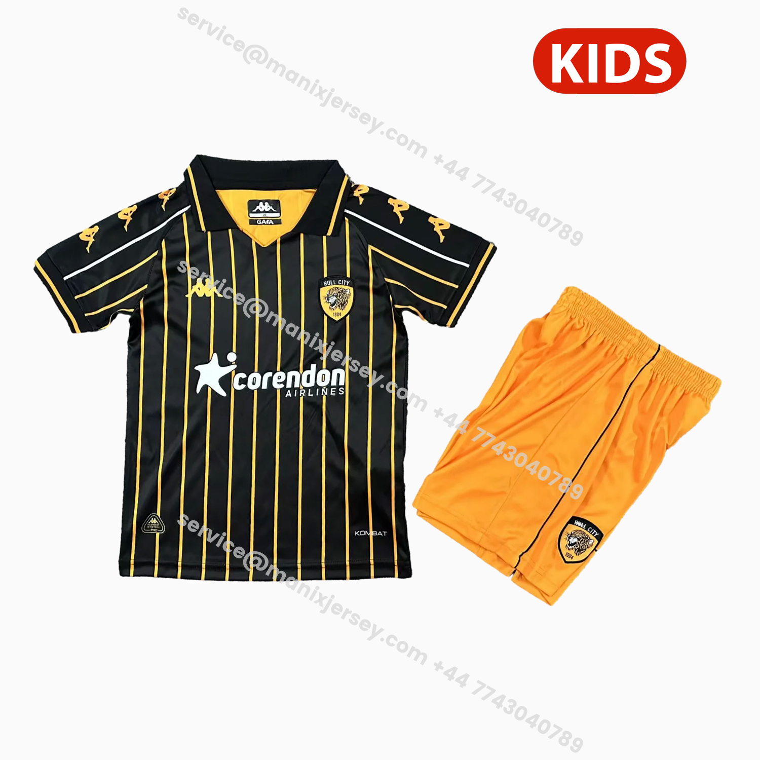 ManixJersey.com | Hull City 25-26 Away Kids Kit -Customize Name, Number and Patch | Worldwide Shipping