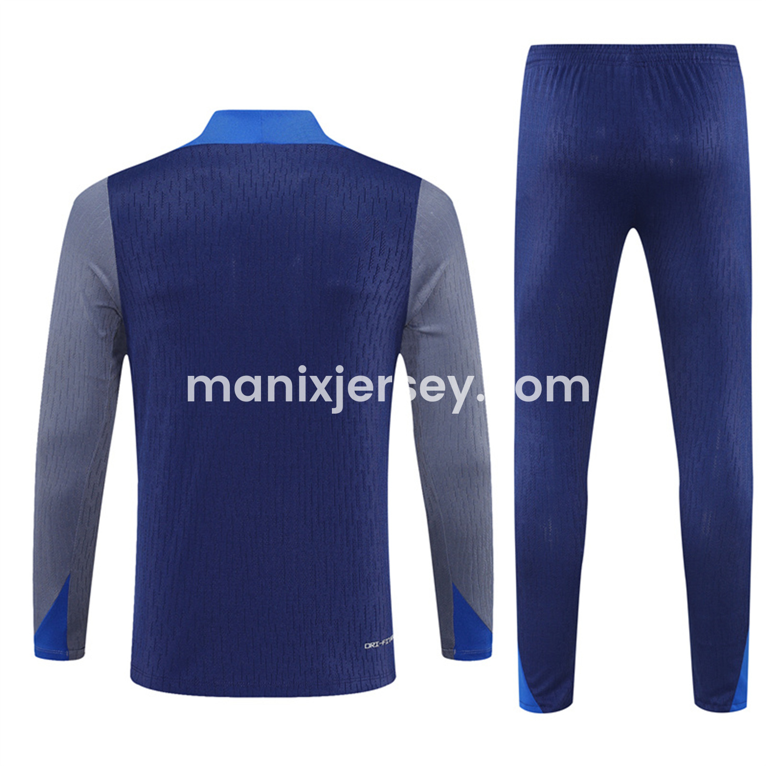 ManixJersey.com | Paris Saint-Germain PSG 25-26 Kid Long Sleeves Training Set - Royal Blue Gray Sleeves Top & Royal Blue Pants -Customize Name, Number and Patch | Worldwide Shipping