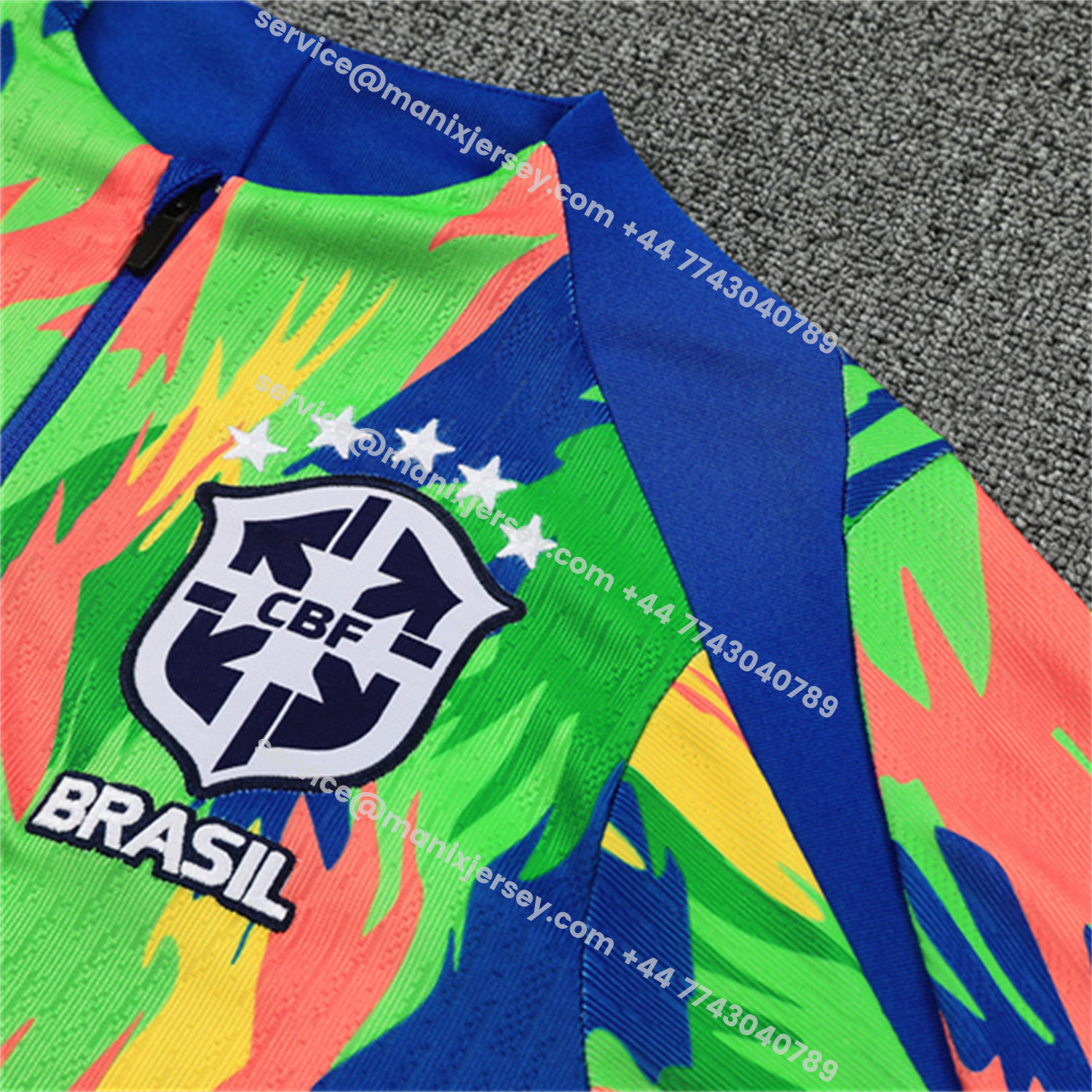 ManixJersey.com | Brazil 25-26 Long Sleeve Training Set - Colorful Camouflage Top & Royal Blue Pants -Customize Name, Number and Patch | Worldwide Shipping