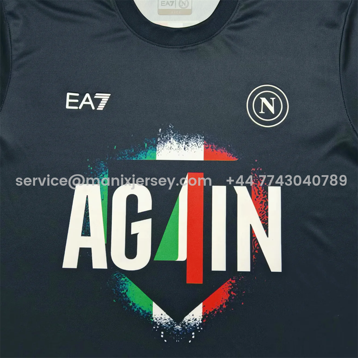 ManixJersey.com | Napoli Four-Time Serie A Champions Commemorative Black T-Shirt With Full Team Squad Back Print -Customize Name, Number and Patch | Worldwide Shipping