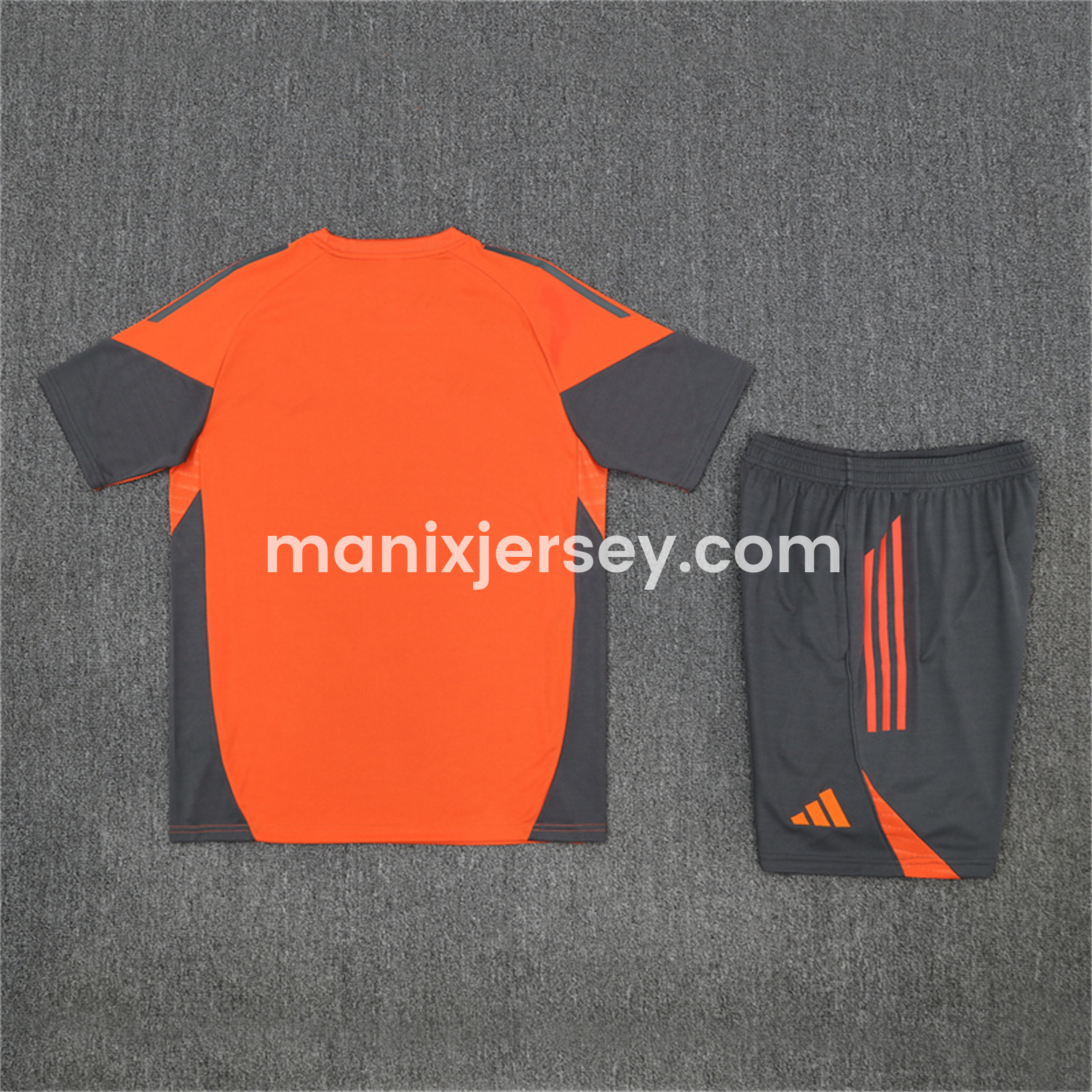ManixJersey.com | Bayern Munich 25-26 Short-Sleeve Training Set - Orange Top & Gray shorts -Customize Name, Number and Patch | Worldwide Shipping