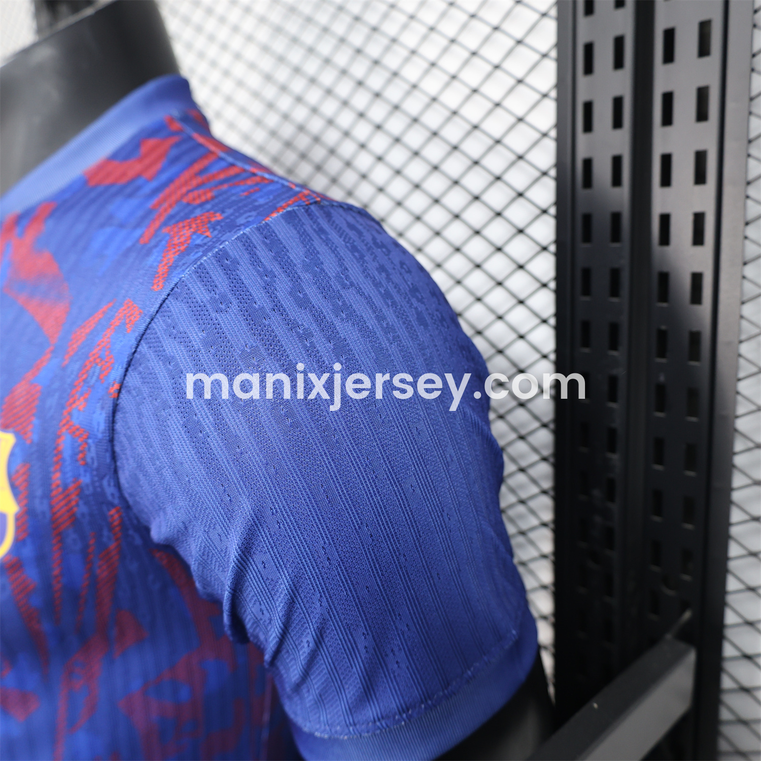 ManixJersey.com | Barcelona 25-26 Blue Gradient and Red Shaped Pattern Pattern Jersey - Player Version -Customize Name, Number and Patch | Worldwide Shipping