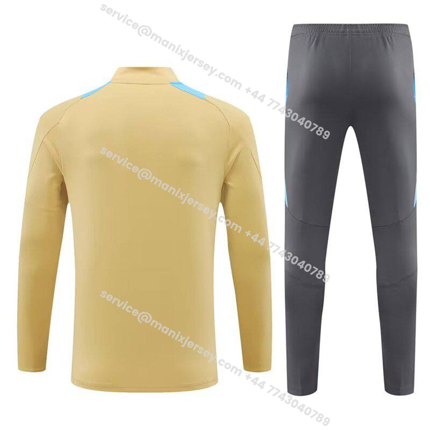 ManixJersey.com | Argentina 25-26 Kids Long Sleeve Training Set - Gold Top and Grey Pants -Customize Name, Number and Patch | Worldwide Shipping