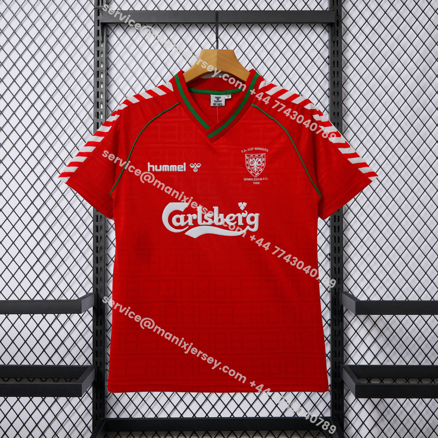 ManixJersey.com | Retro Wimbledon 1988-89 Away Red Jersey -Customize Name, Number and Patch | Worldwide Shipping