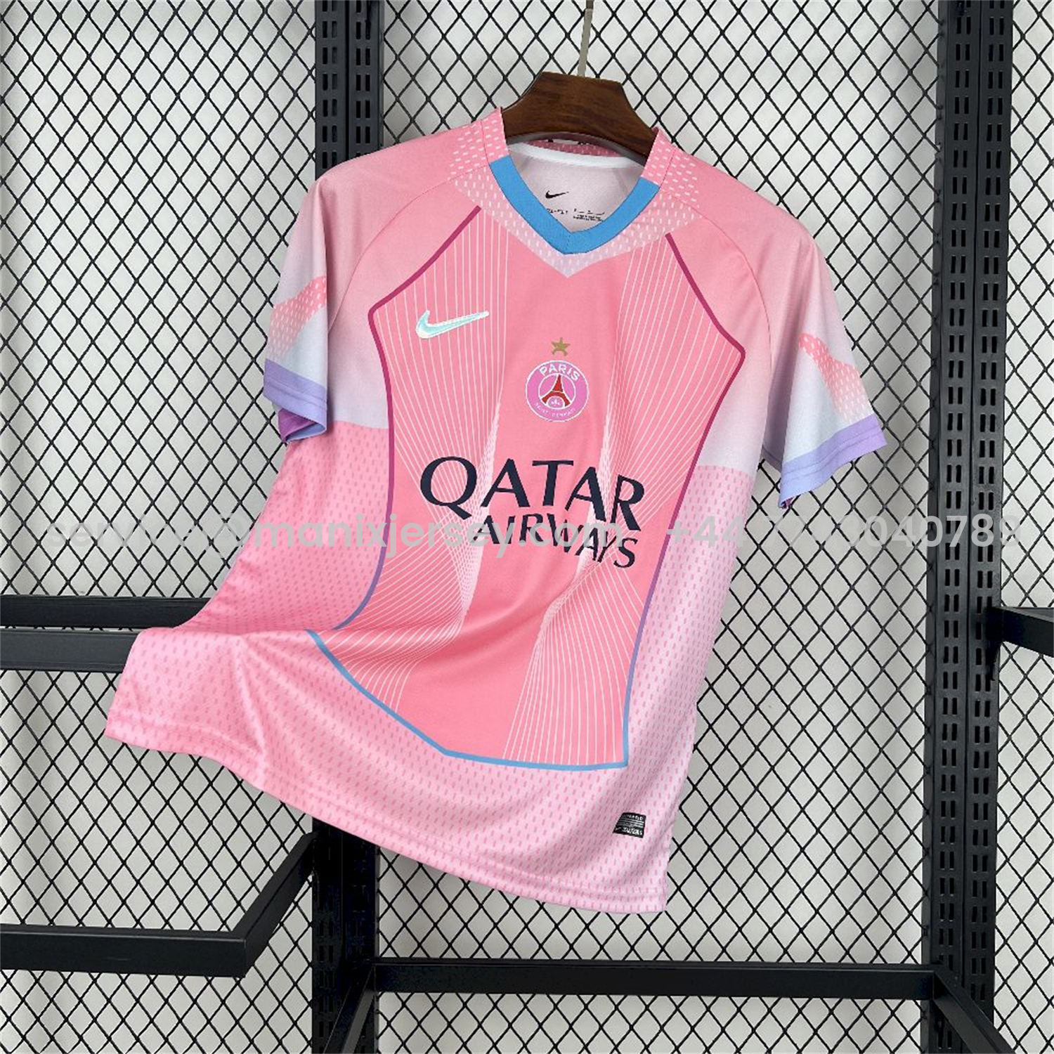 ManixJersey.com | Paris Saint-Germain PSG 25-26 T90 White Lines Pink Gradient Special Jersey - Fans Version -Customize Name, Number and Patch | Worldwide Shipping