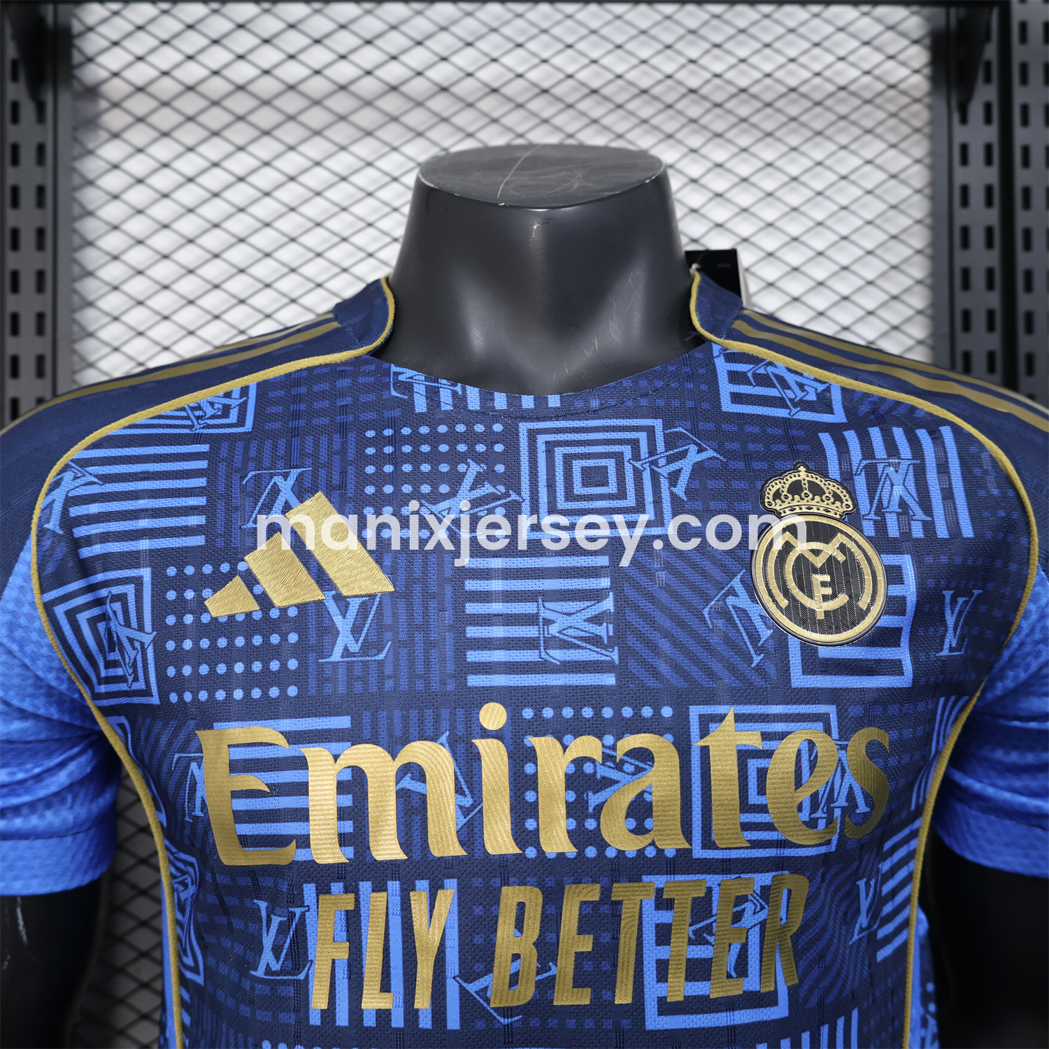 ManixJersey.com | Real Madrid 25-26 Blue Gold Special Edition Jersey - Player Version -Customize Name, Number and Patch | Worldwide Shipping