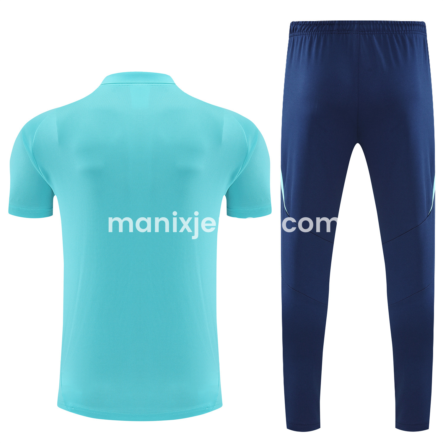 ManixJersey.com | Arsenal 25-26 POLO Short-Sleeve Training Set - Cyan Top and Deep Blue Pants -Customize Name, Number and Patch | Worldwide Shipping