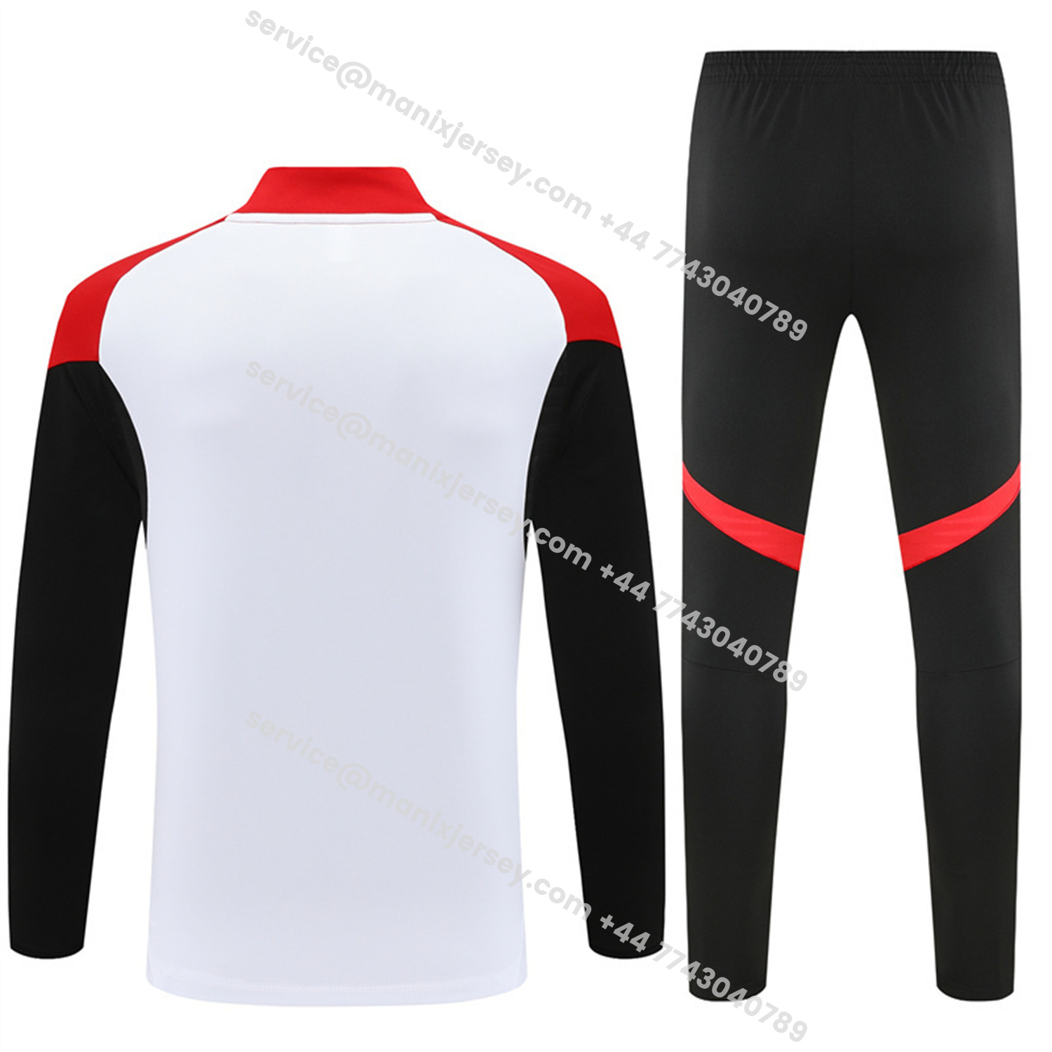 ManixJersey.com | Arsenal 25-26 Long Sleeve Training Set - White Top & Black Pants -Customize Name, Number and Patch | Worldwide Shipping