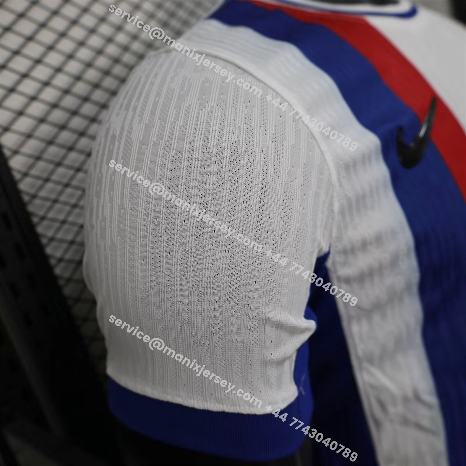 ManixJersey.com | Barcelona 25-26 Red And Blue Vertical Stripes Special White Jersey - Player Version -Customize Name, Number and Patch | Worldwide Shipping