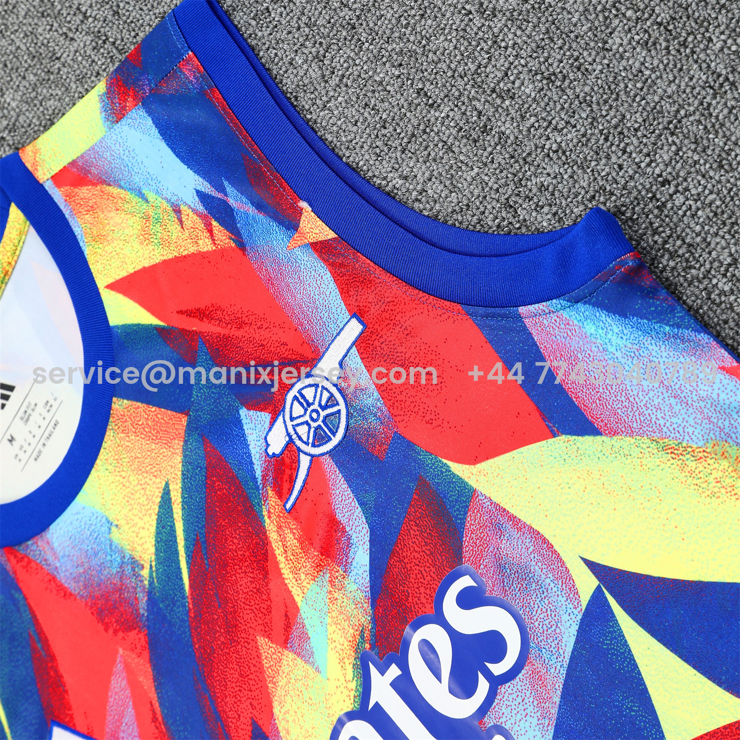 ManixJersey.com | Arsenal 25-26 Vest Training Set - Colorful Festival Vest and Black Shorts -Customize Name, Number and Patch | Worldwide Shipping