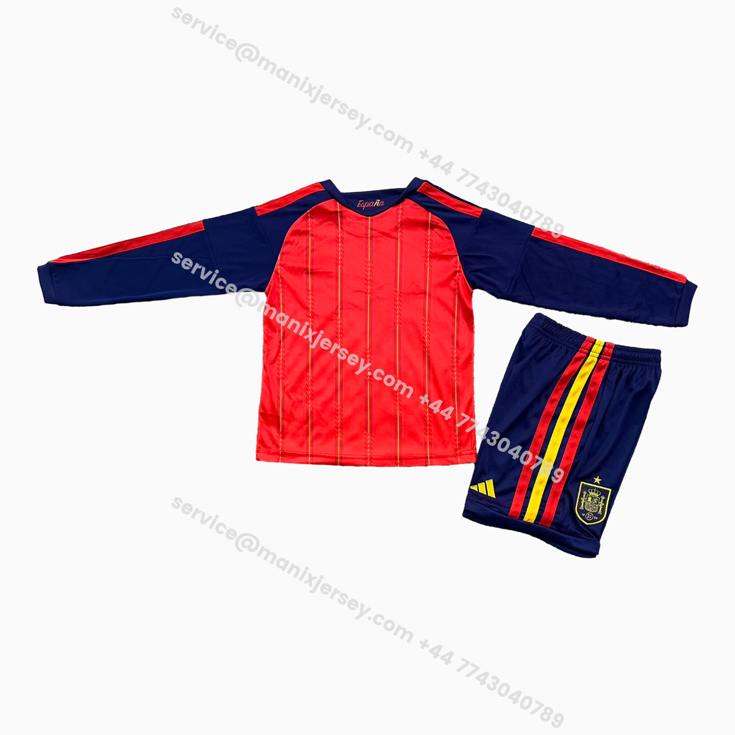ManixJersey.com | Spain 2026 Home Long Sleeves Kids Kit -Customize Name, Number and Patch | Worldwide Shipping