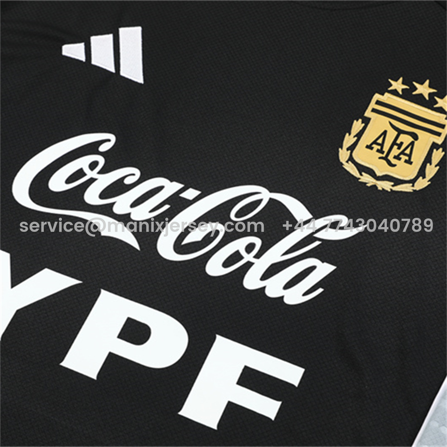 ManixJersey.com | Argentina 25-26 Kids Pre-Match Short-Sleeve Training Set - Black Top & Shorts -Customize Name, Number and Patch | Worldwide Shipping