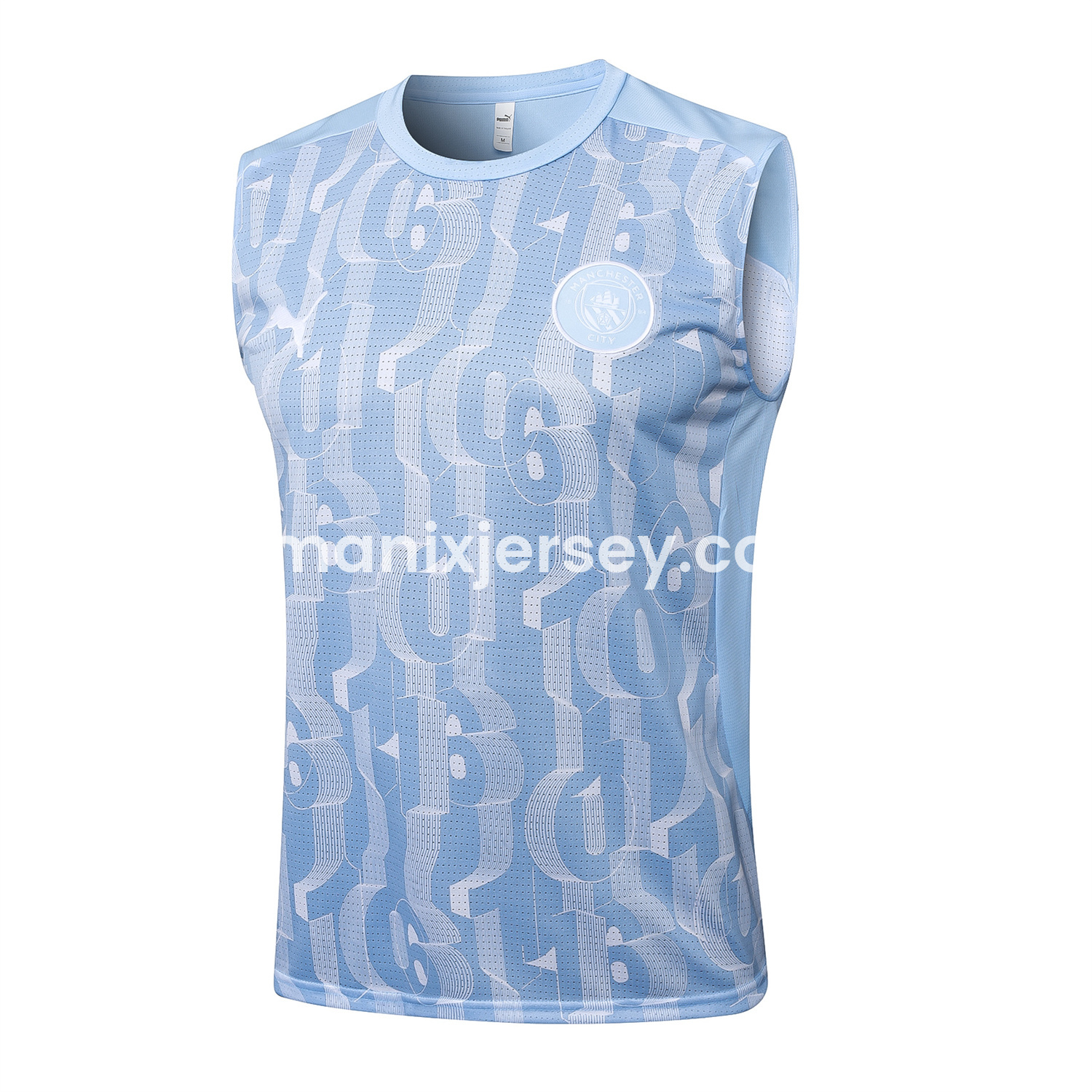 ManixJersey.com | Manchester City 25-26 Vest Training Set - Sky Blue Vest and Deep Blue Shorts -Customize Name, Number and Patch | Worldwide Shipping