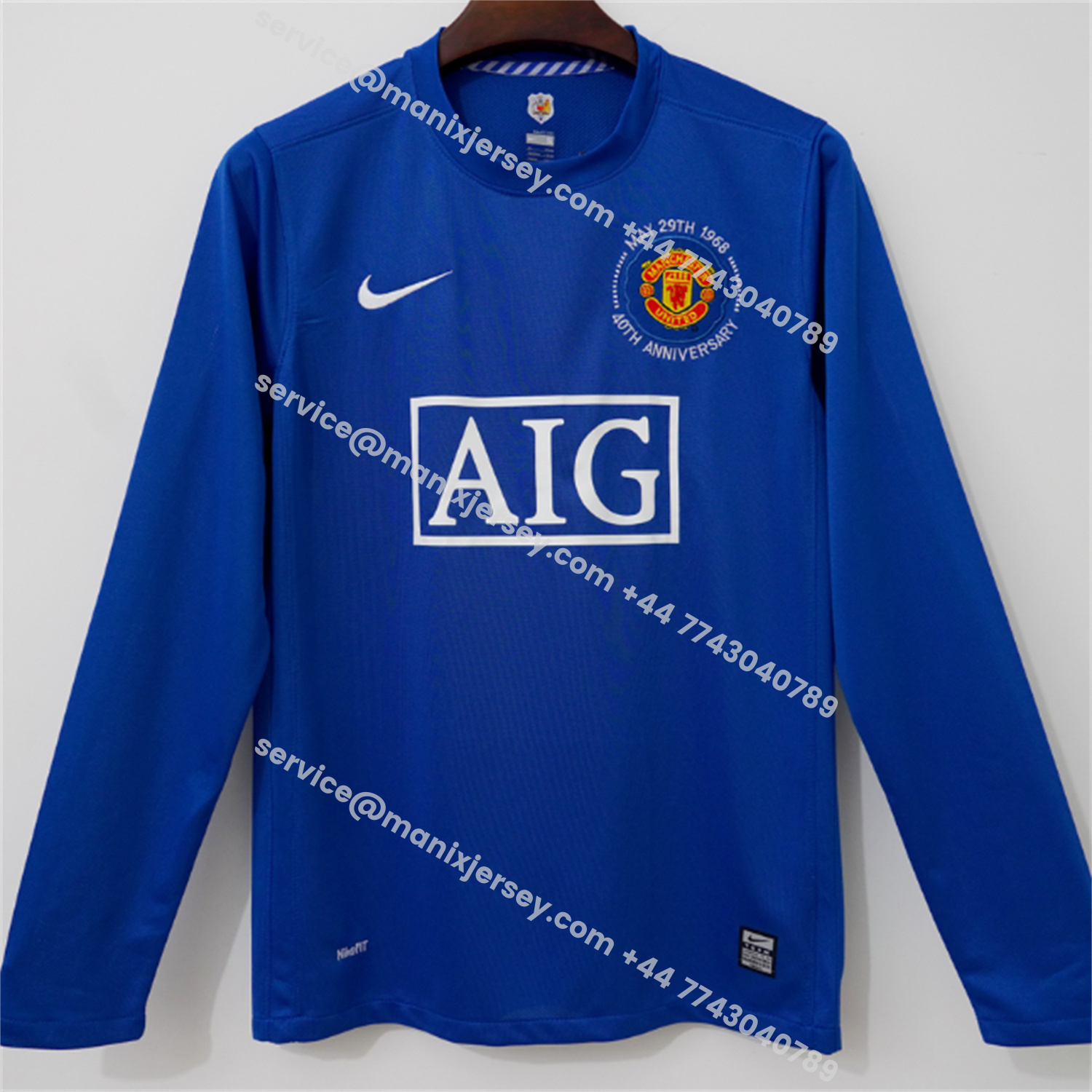 ManixJersey.com | Retro Manchester United 08-09 Third 40th Anniversary Long Sleeve Jersey -Customize Name, Number and Patch | Worldwide Shipping