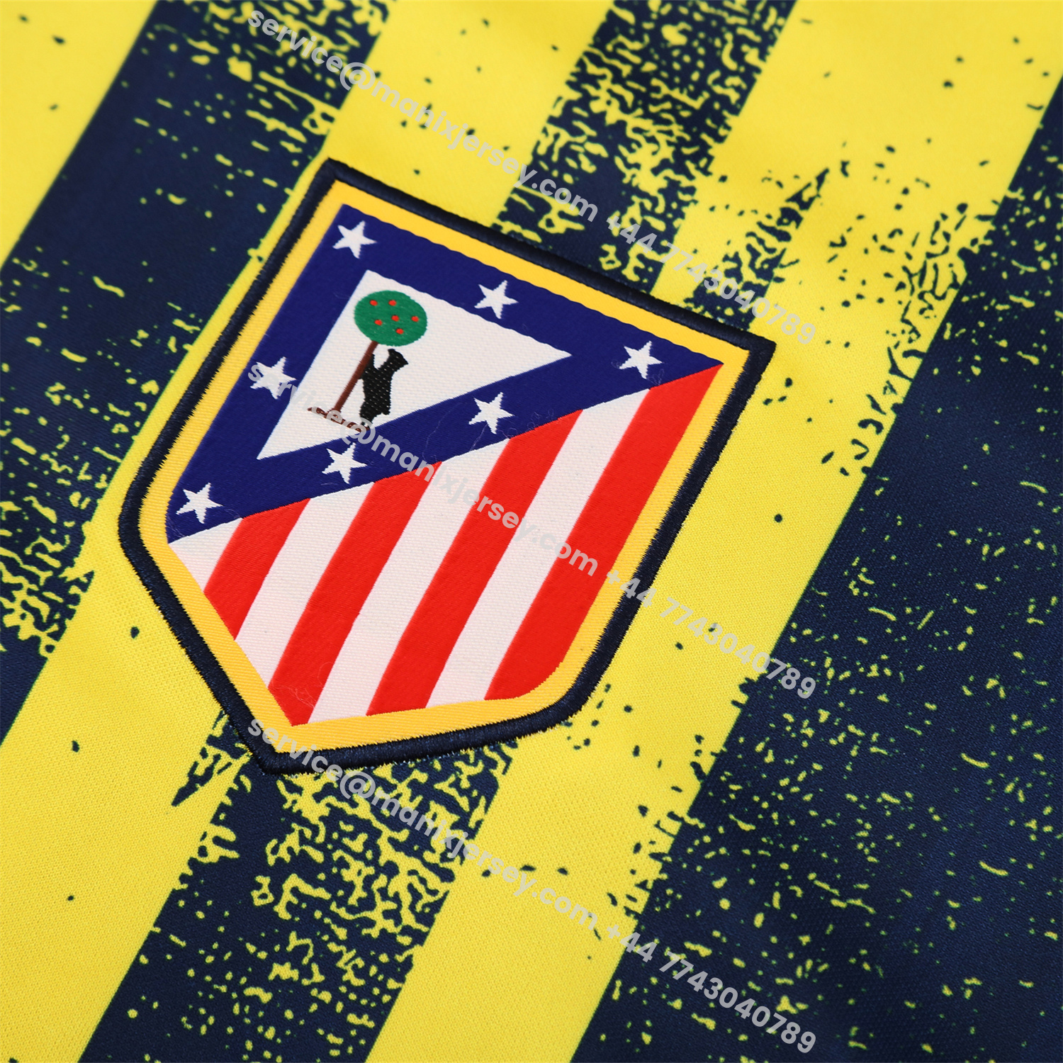 ManixJersey.com | Atletico Madrid Short-Sleeve Training Set - Blue Yellow Top & Blue Shorts -Customize Name, Number and Patch | Worldwide Shipping