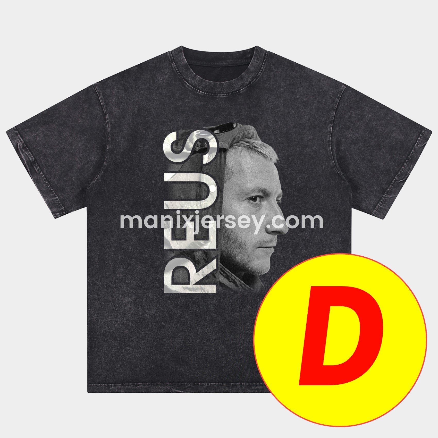 ManixJersey.com | Dortmund Oversized Washed T-Shirt -Customize Name, Number and Patch | Worldwide Shipping