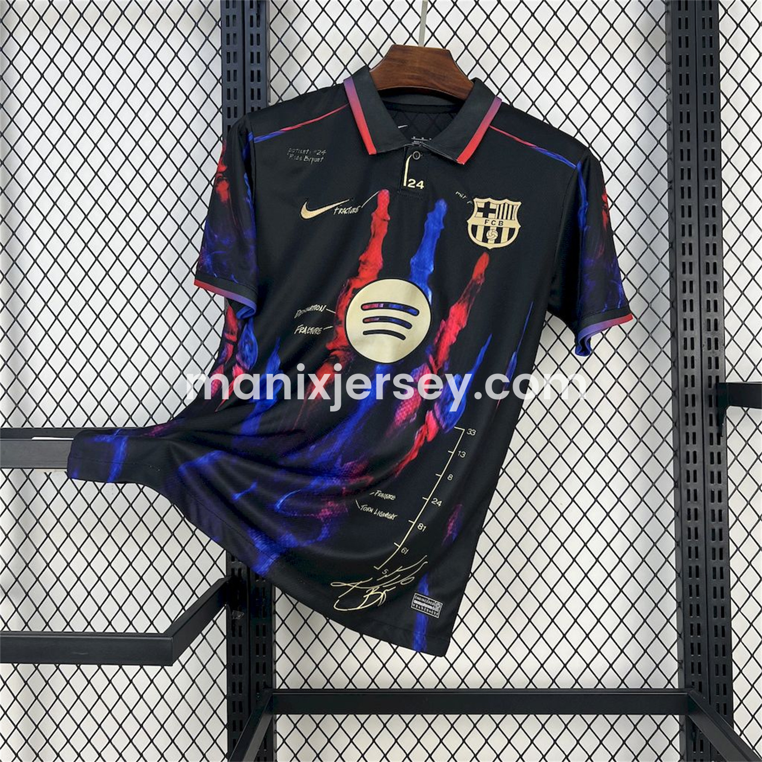 ManixJersey.com | Barcelona 25-26 Red & Blue Palm Black Jersey - Fans Version -Customize Name, Number and Patch | Worldwide Shipping