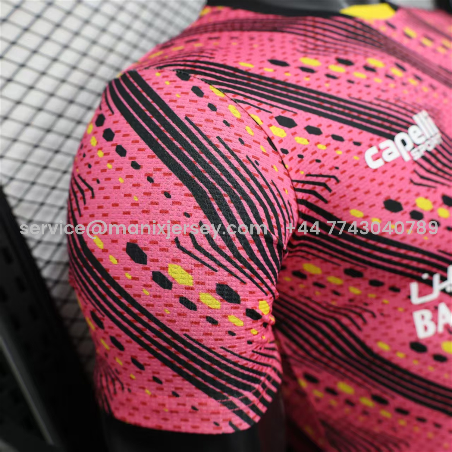 ManixJersey.com | Club Deportivo Palestino Palestine 25-26 Black Lines Pink Jersey With L‘BONVIEU No.11 - Player Version -Customize Name, Number and Patch | Worldwide Shipping