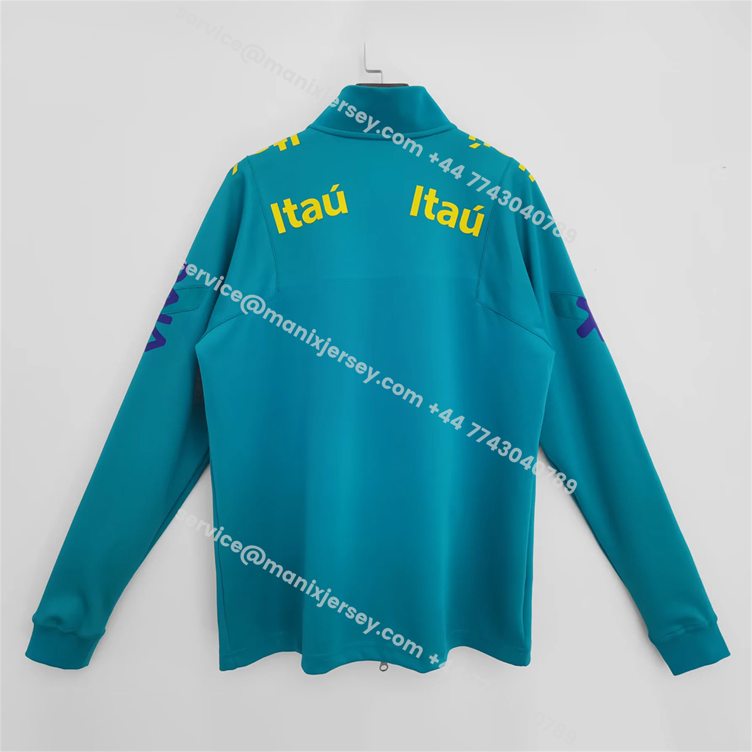 ManixJersey.com | Retro Brazil 2022 Lake Blue Windbreaker -Customize Name, Number and Patch | Worldwide Shipping