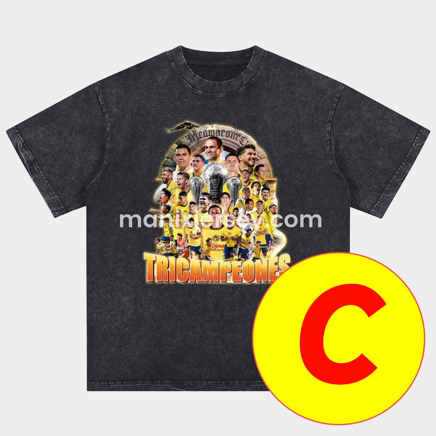 ManixJersey.com | Club América Triple Championship Oversized Washed T-Shirt -Customize Name, Number and Patch | Worldwide Shipping