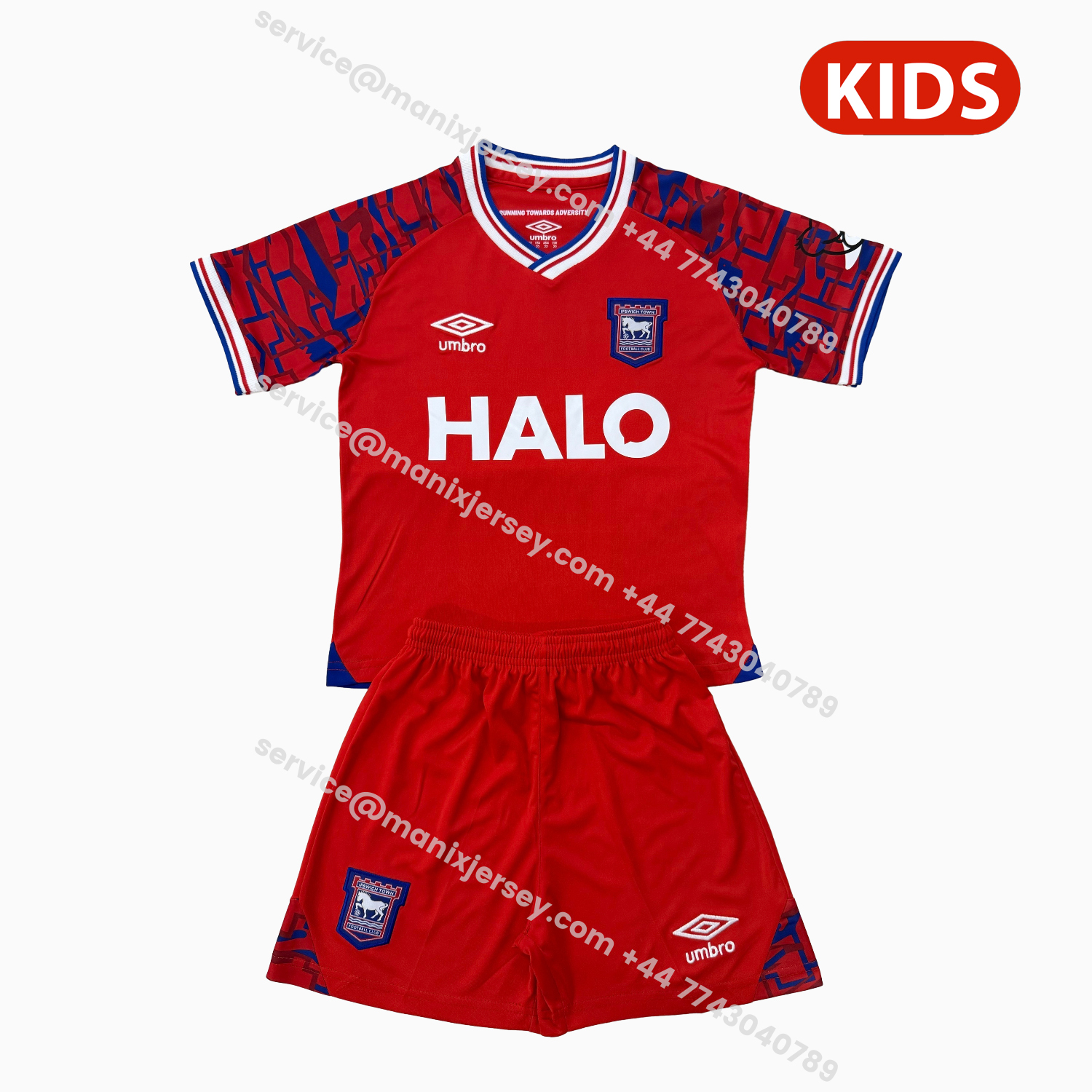 ManixJersey.com | Ipswich Town 25-26 Away Kids Kit -Customize Name, Number and Patch | Worldwide Shipping