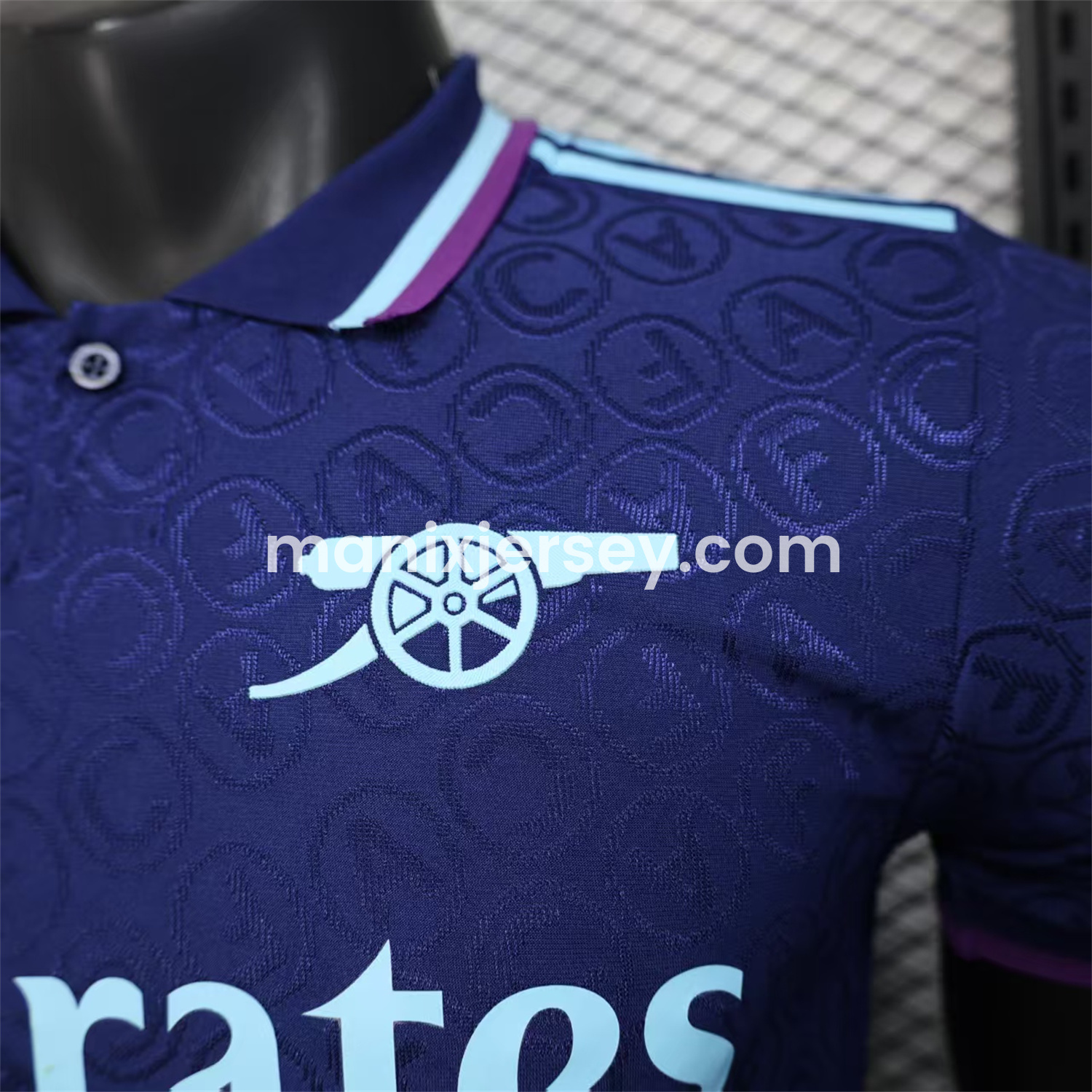 ManixJersey.com | Arsenal 25-26 Deep Blue POLO Letter Pattern Special Jersey - Player Version -Customize Name, Number and Patch | Worldwide Shipping