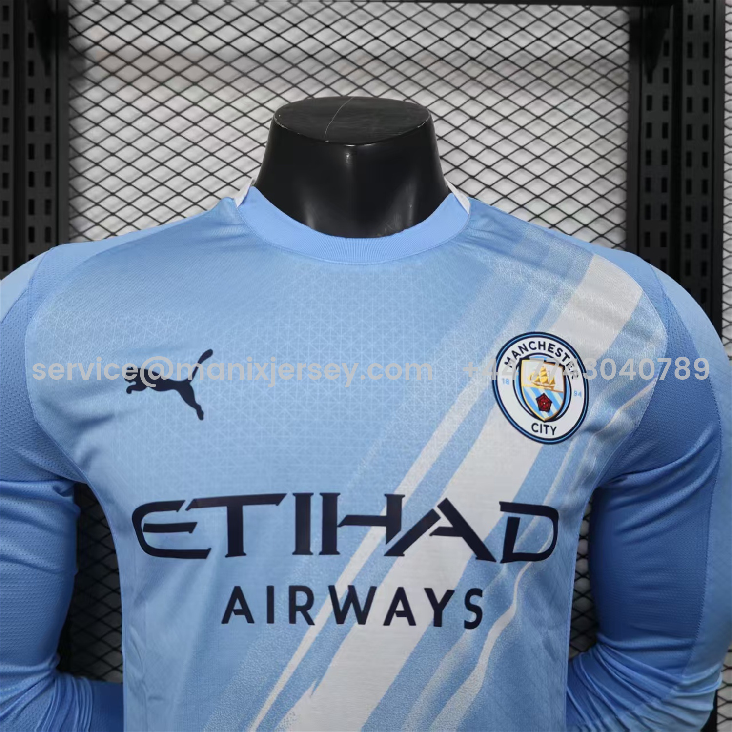 ManixJersey.com | Manchester City 25-26 Home Long Sleeves Jersey - Player Version -Customize Name, Number and Patch | Worldwide Shipping