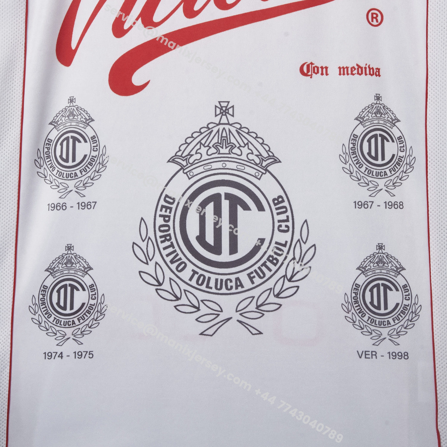ManixJersey.com | Retro Toluca 1998-99 Away White Jersey -Customize Name, Number and Patch | Worldwide Shipping