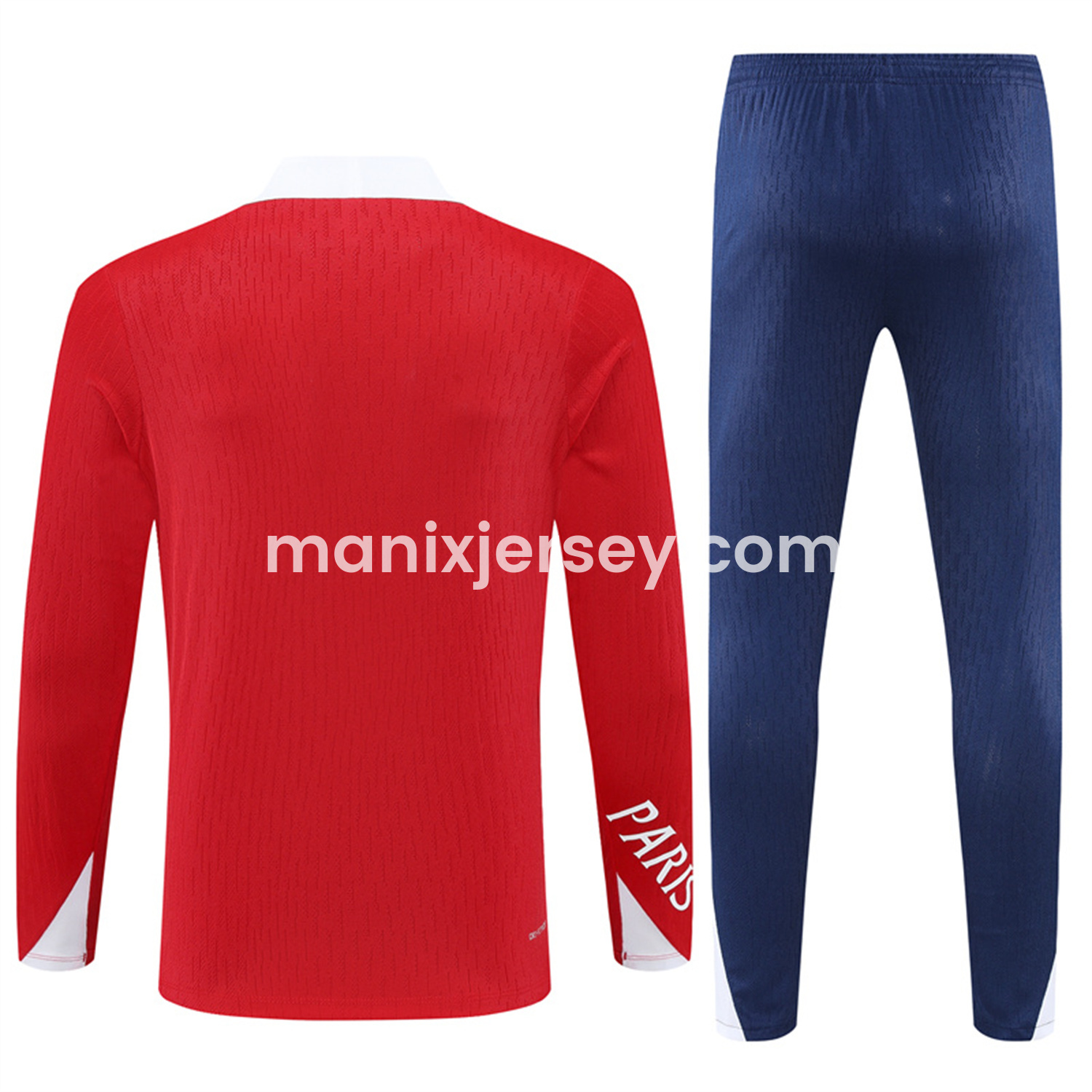 ManixJersey.com | Paris Saint-Germain PSG 25-26 Long Sleeves Training Set - Red Top & Royal Blue Pants -Customize Name, Number and Patch | Worldwide Shipping