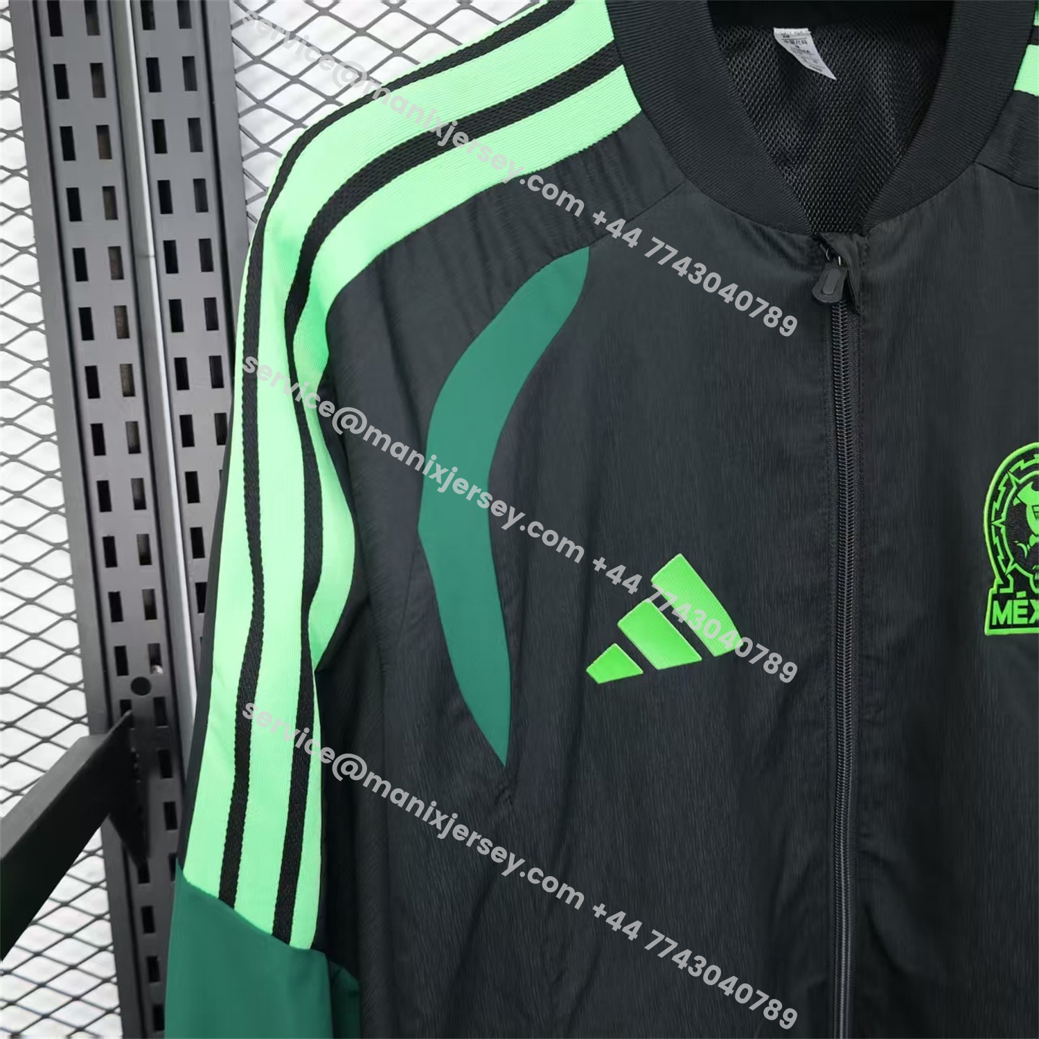 ManixJersey.com | Mexico 25-26 Green And Black Windbreaker Jacket - Deep Green -Customize Name, Number and Patch | Worldwide Shipping