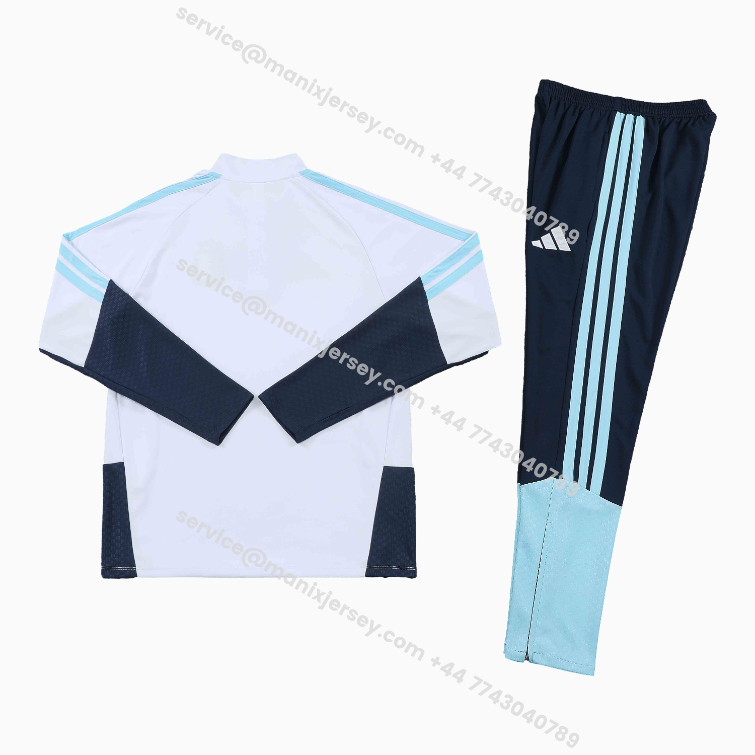 ManixJersey.com | Argentina 2026 Kids Long Sleeve Training Set - White Top & Black Pants -Customize Name, Number and Patch | Worldwide Shipping