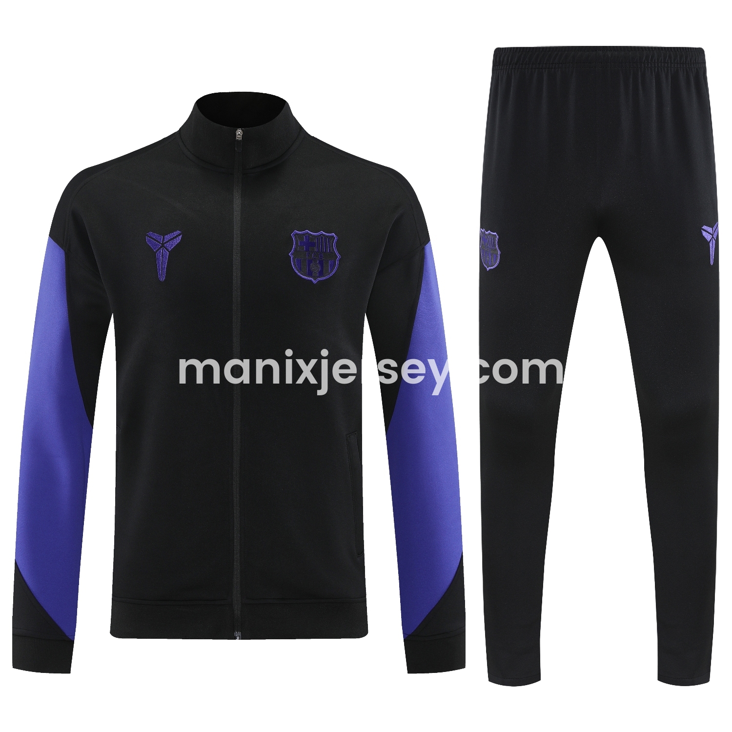 ManixJersey.com | Barcelona 25-26 Jacket Training Tracksuit - Black Purple Jackets & Black Pants -Customize Name, Number and Patch | Worldwide Shipping