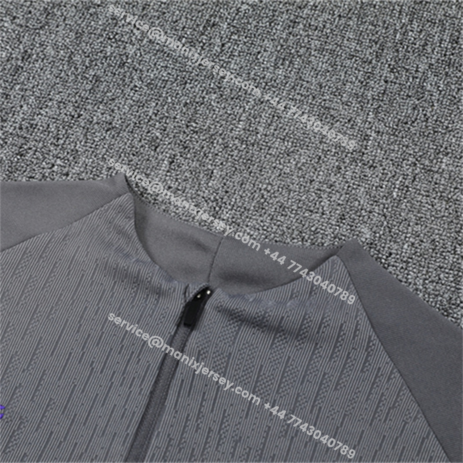 ManixJersey.com | Barcelona 25-26 Kids Long Sleeve Training Set - Grey Top & Black Pants -Customize Name, Number and Patch | Worldwide Shipping