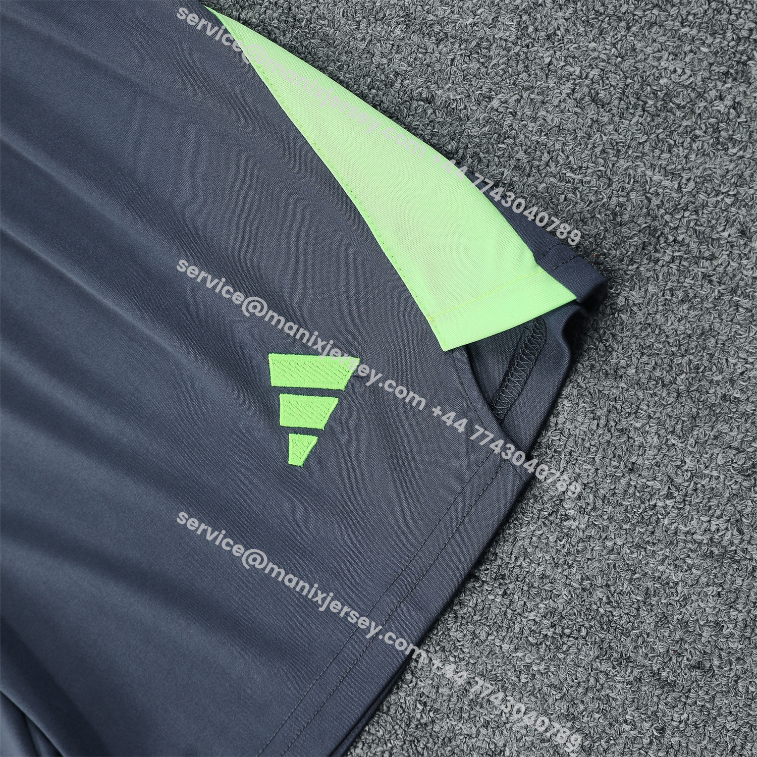 ManixJersey.com | Real Madrid 25-26 Long-Sleeve Training Set - Deep Gray Top & Gray Shorts -Customize Name, Number and Patch | Worldwide Shipping