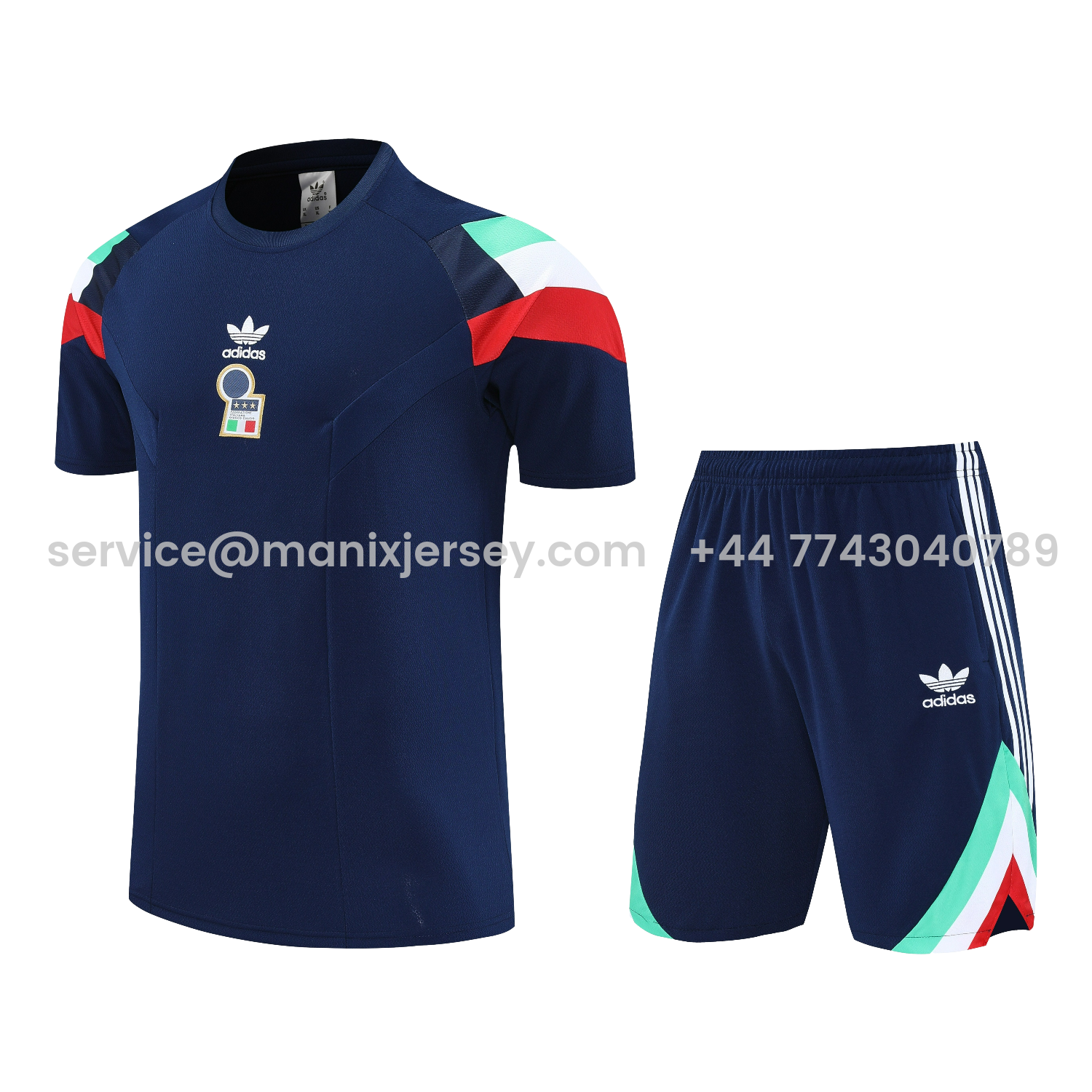 ManixJersey.com | Italy 25-26 Short-Sleeve Training Set - BlueTop & Blue Shorts -Customize Name, Number and Patch | Worldwide Shipping