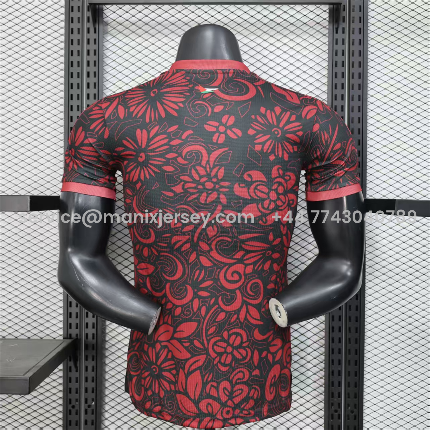 ManixJersey.com | Club Deportivo Palestino Palestine 25-26 Red Flowers Black Jersey - Player Version -Customize Name, Number and Patch | Worldwide Shipping