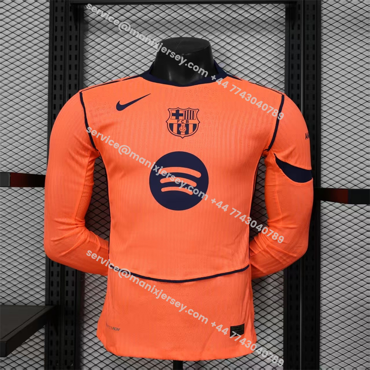 ManixJersey.com | Barcelona 25-26 Third Orange Long Sleeves Jersey - Player Version -Customize Name, Number and Patch | Worldwide Shipping