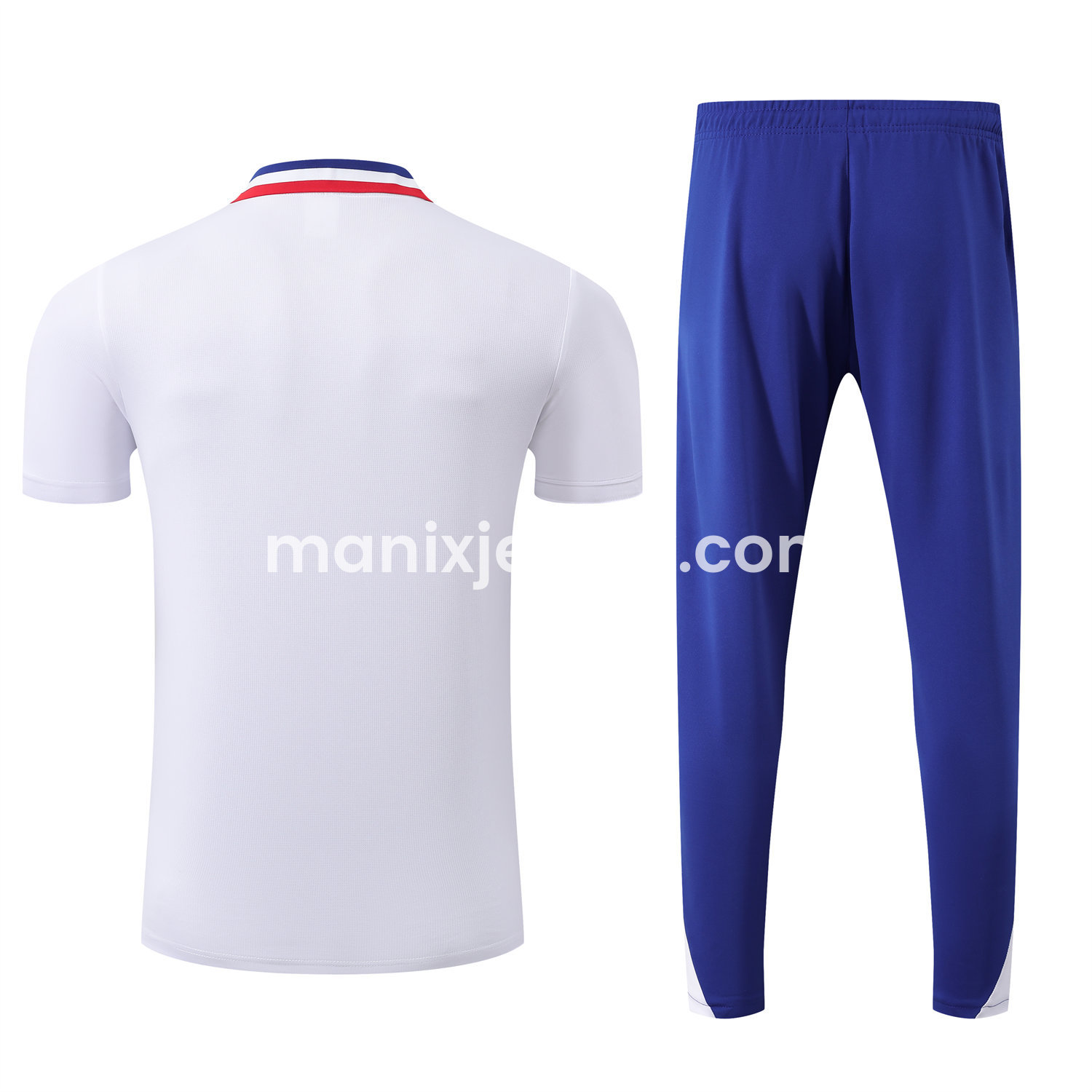 ManixJersey.com | France 25-26 POLO Short-Sleeve Training Set - White Top and Blue Pants -Customize Name, Number and Patch | Worldwide Shipping